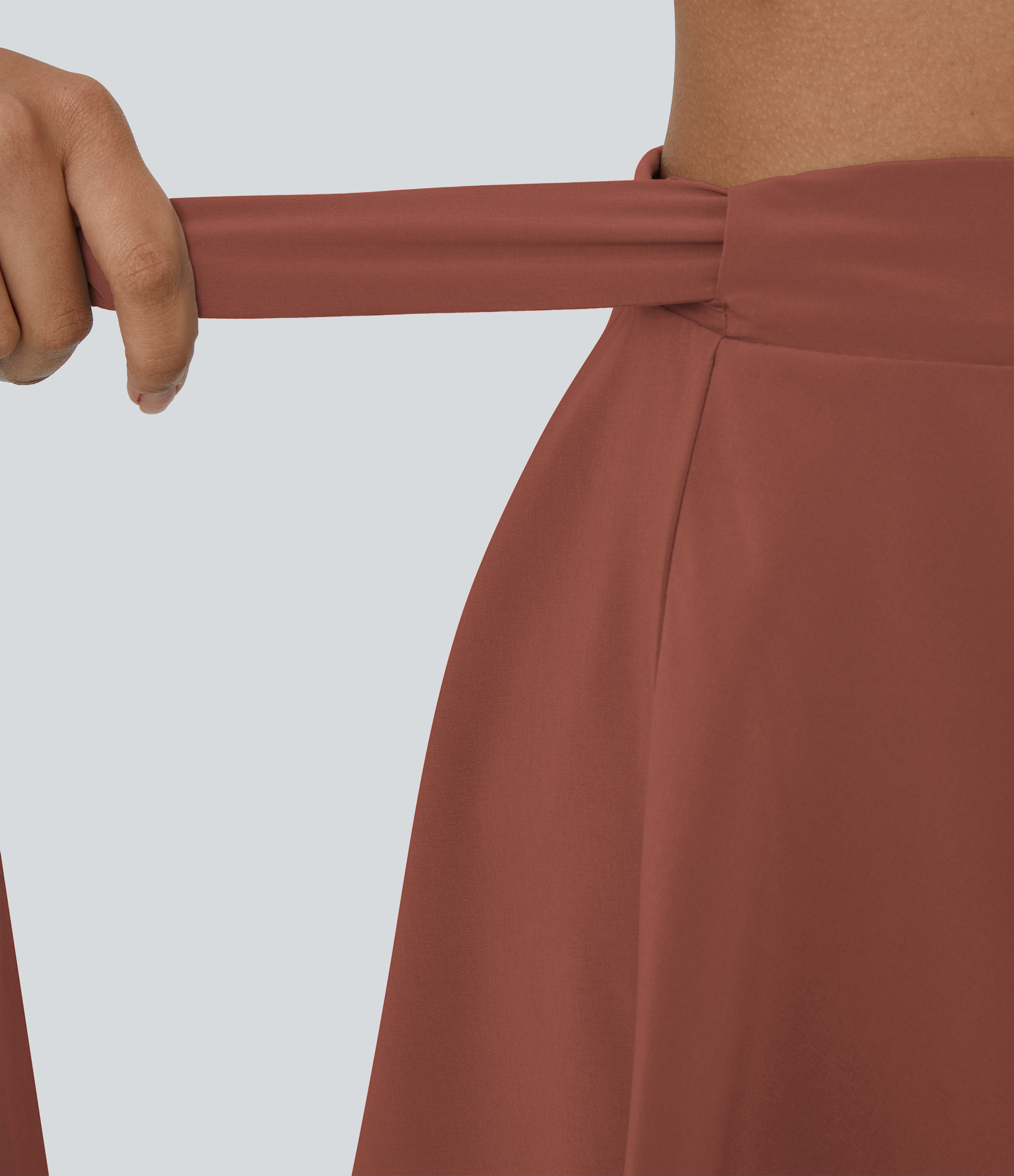 Halara Breezefulв„ў High Waisted Tie Side 2-in-1 Side Pocket Flowy Micro Mini Flare Quick Dry Casual Skirt  - Sequoia - XS(regular) 
