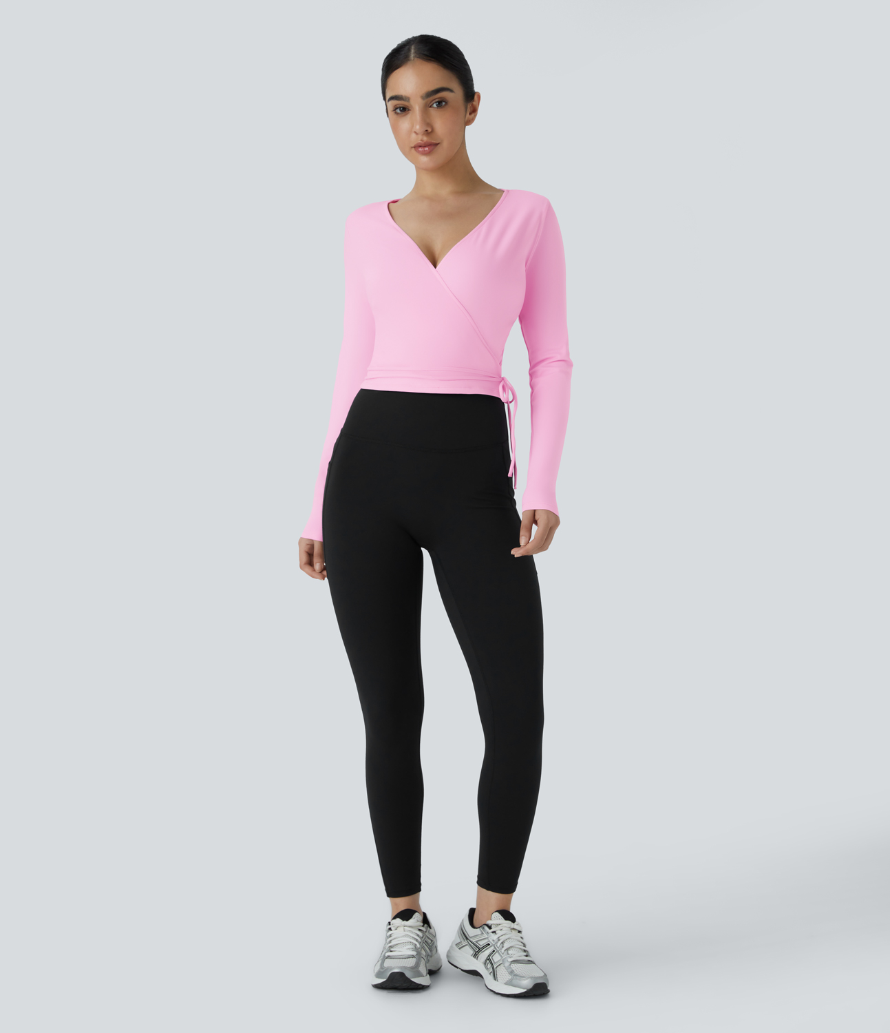 Halara Softlyzeroв„ў Plush V Neck Tie Side Long Sleeve Yoga Sports Top  - Nosegay - XL 