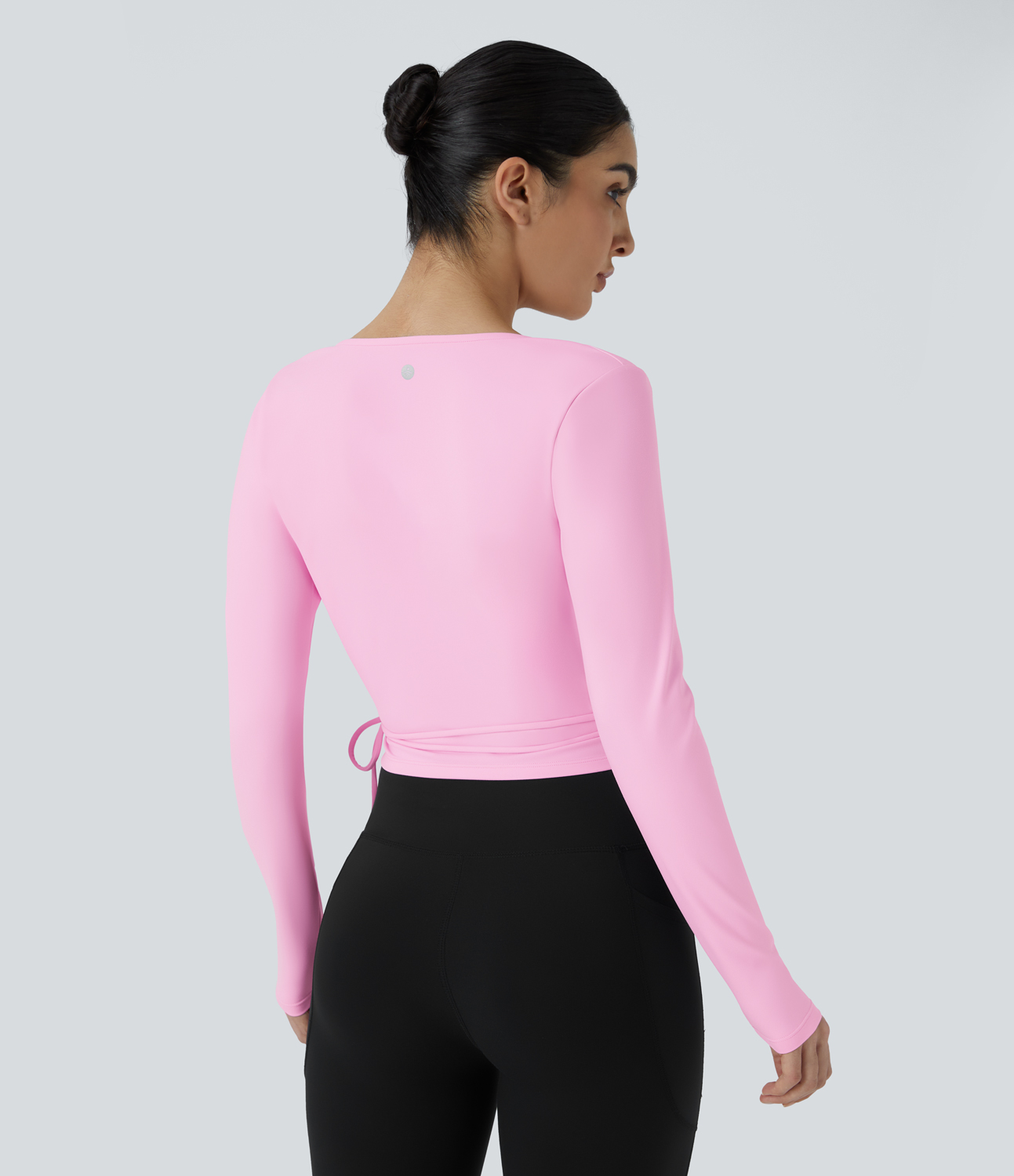 Halara Softlyzeroв„ў Plush V Neck Tie Side Long Sleeve Yoga Sports Top  - Nosegay - XL 