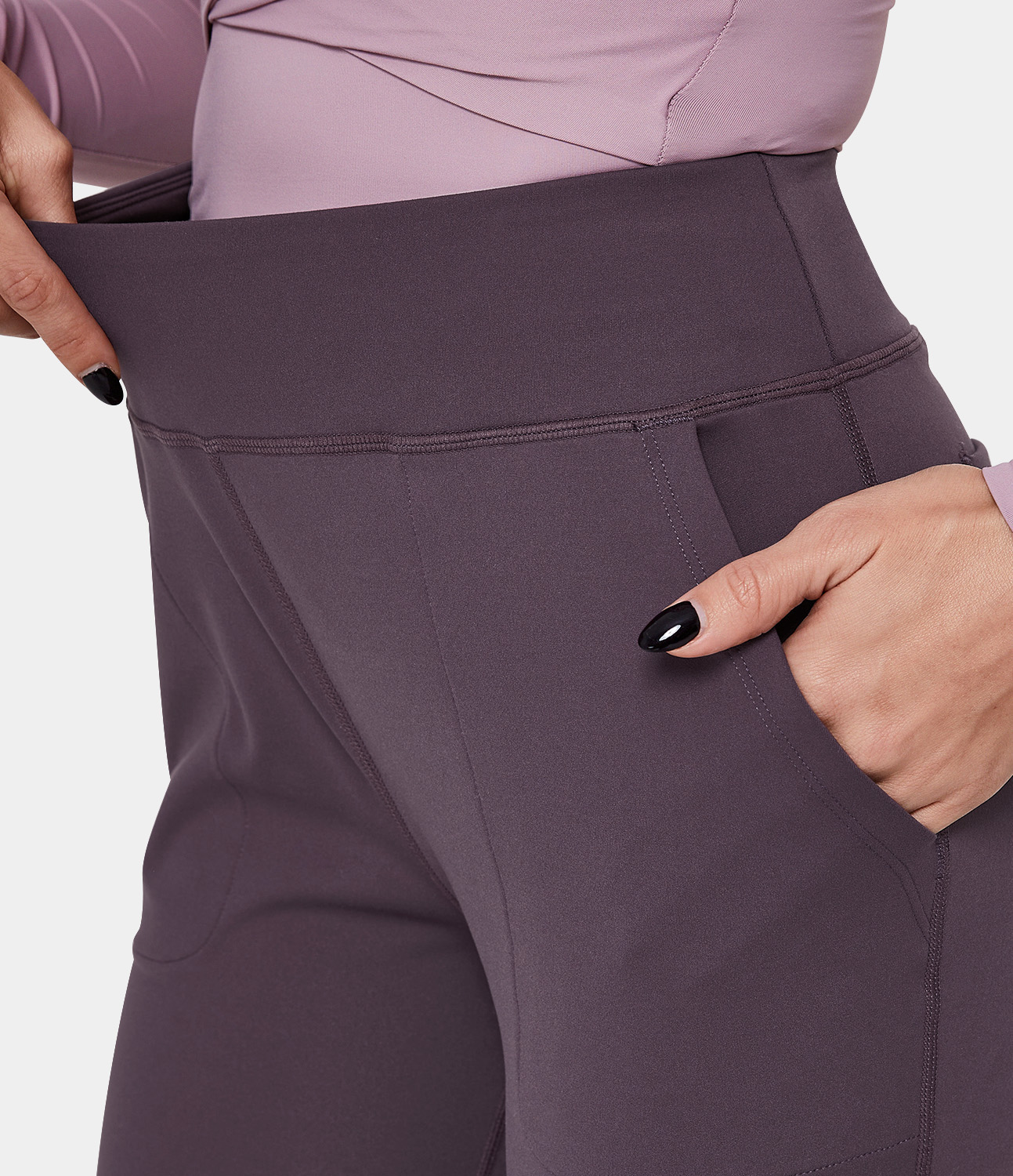 Women's High Waisted Side Pocket Plain Flare Leggings HALARA