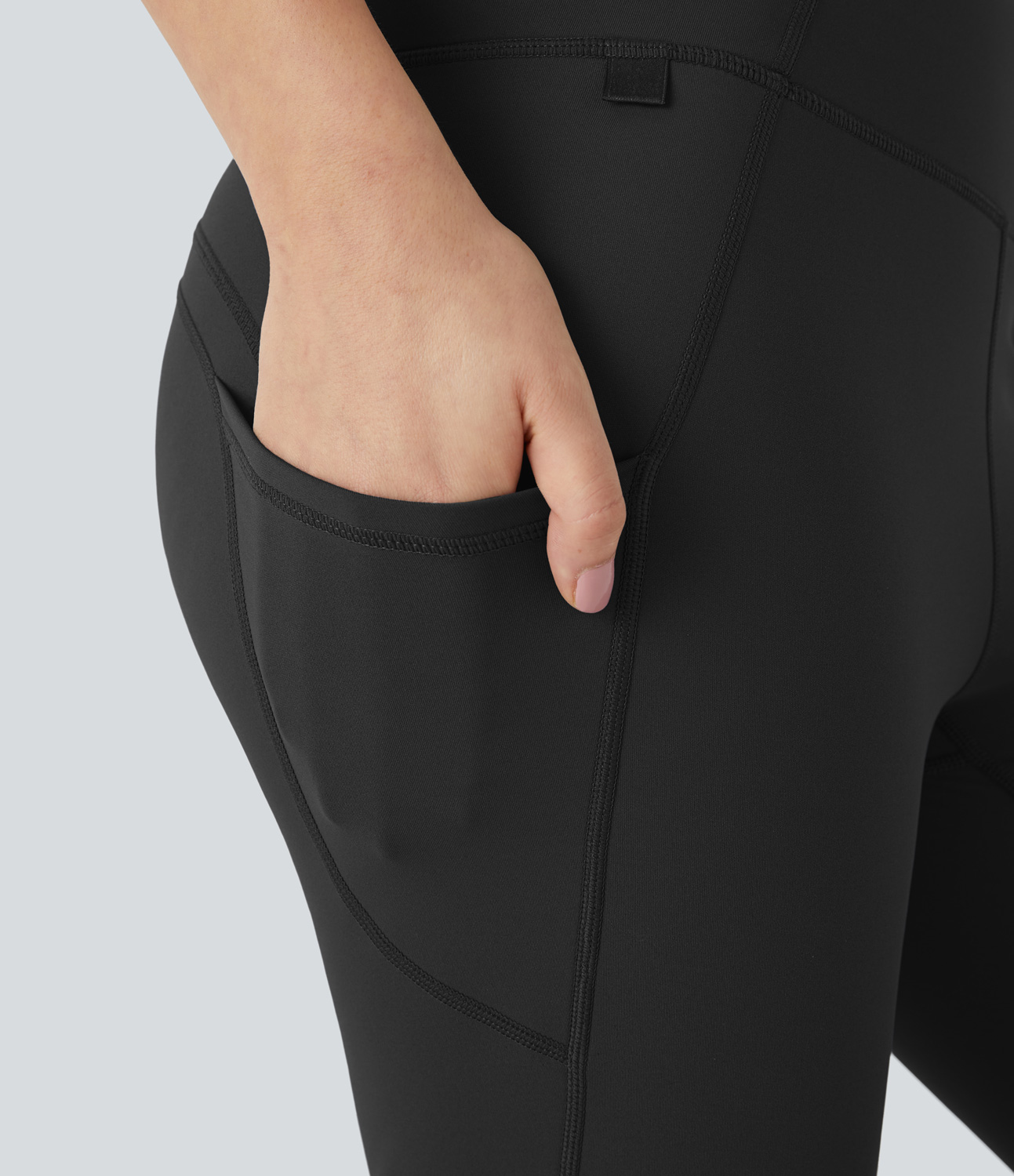 Halara High Waisted Side Pocket Thermal Yoga Flare Pants  - Black - L(regular) 