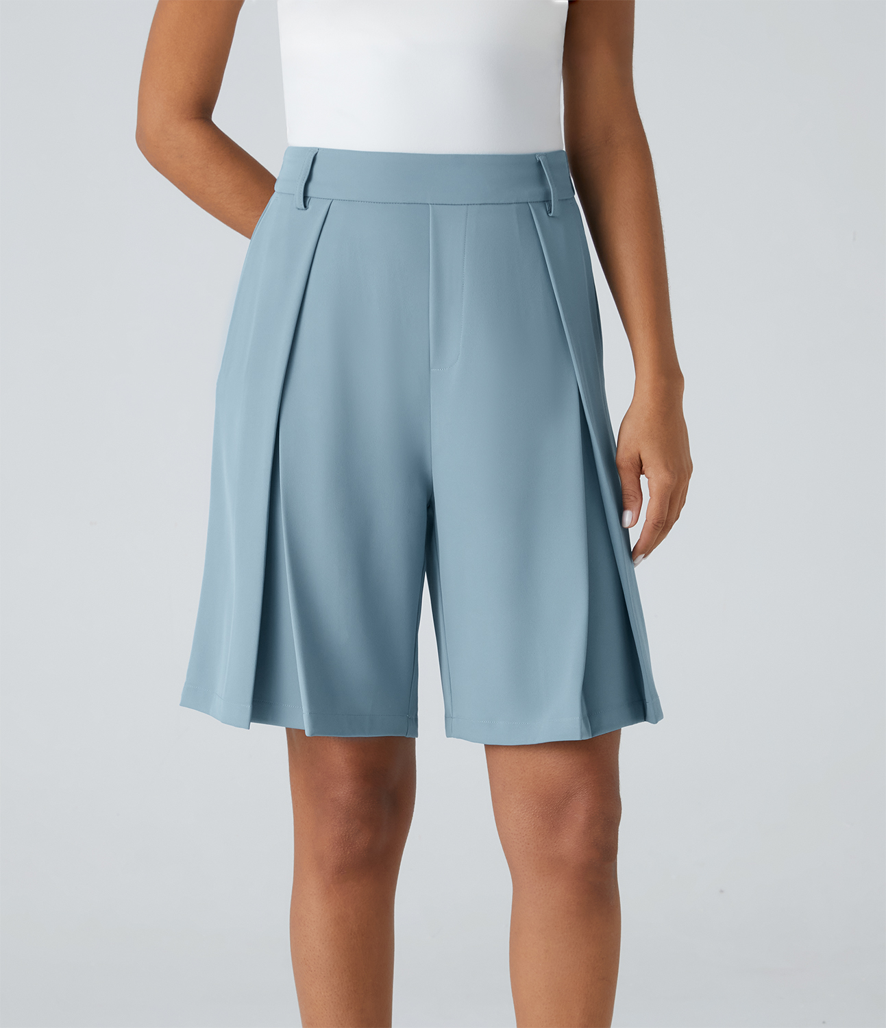 

Halara High Waisted Side Pocket Bermuda Casual Shorts - Forget-Me-Not