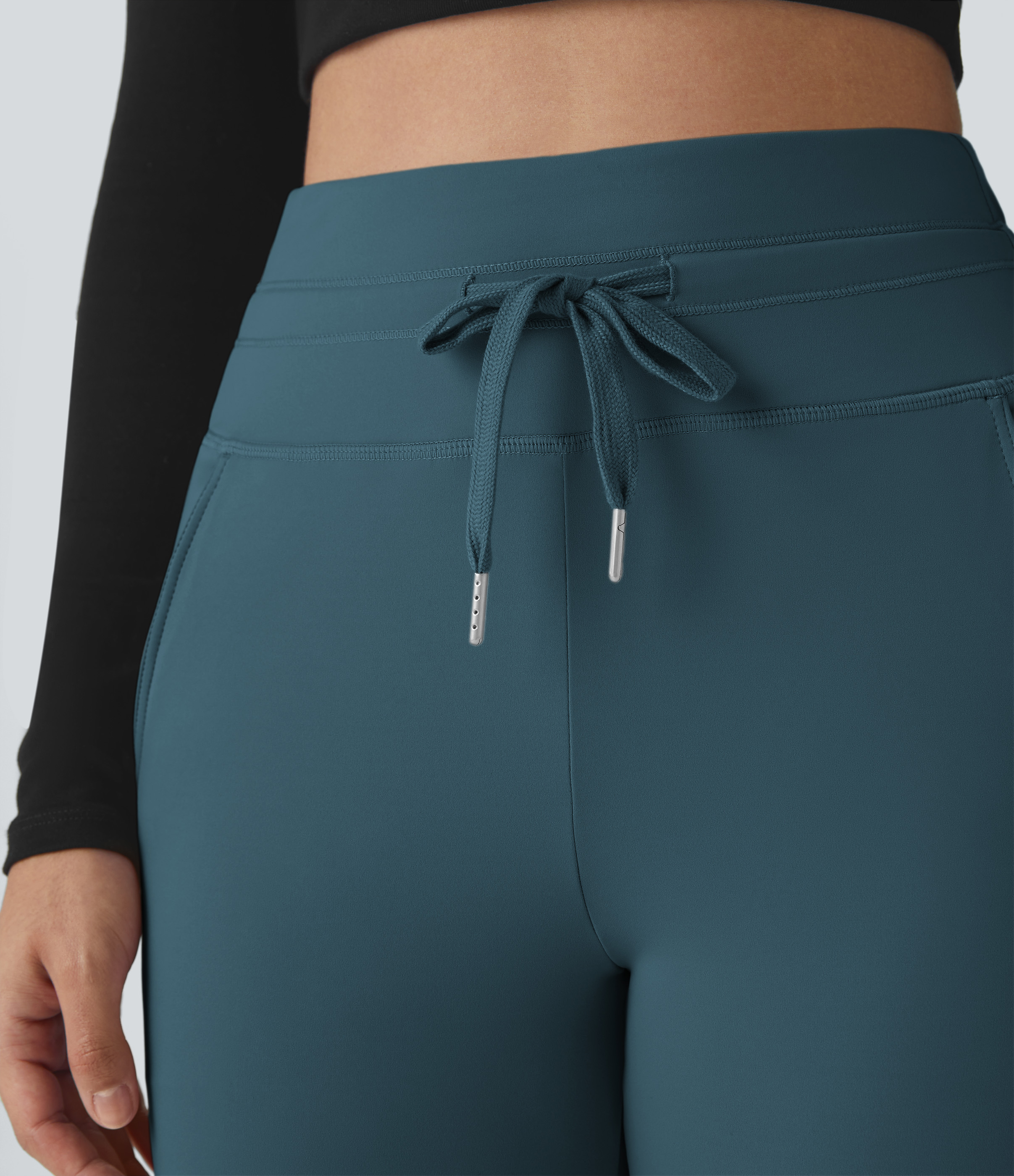 Halara Cloudfulв„ў Air Fabric High Waisted Drawstring Side Pocket Plain Cool Touch Full Length Joggers  - Ink Green - XL(regular) 
