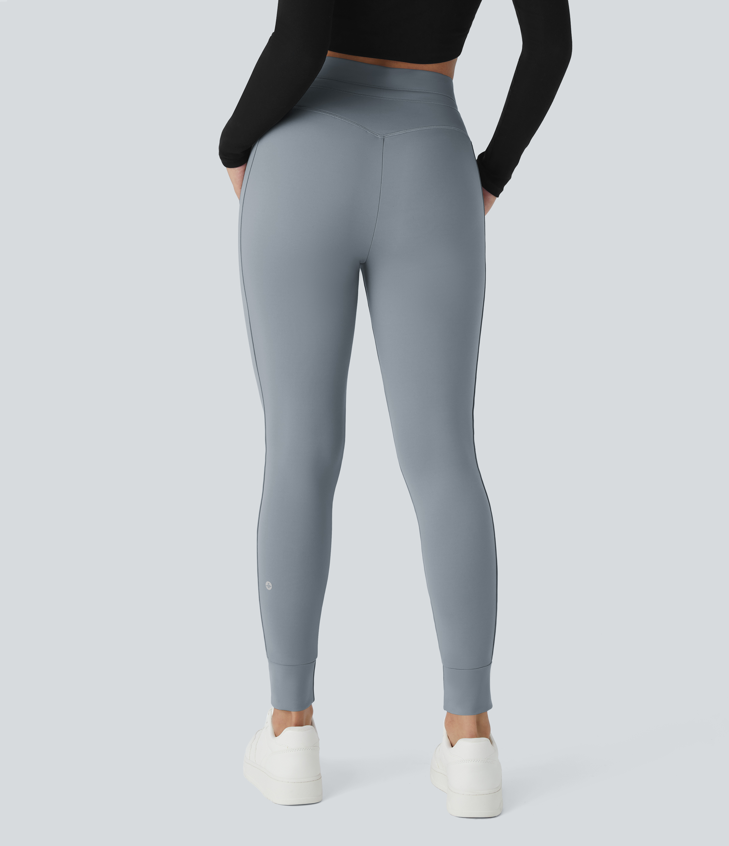 Halara Softlyzeroв„ў Plush High Waisted Drawstring Side Pocket Plain Full Length Joggers  - Sea Fog Blue - M(petite) 