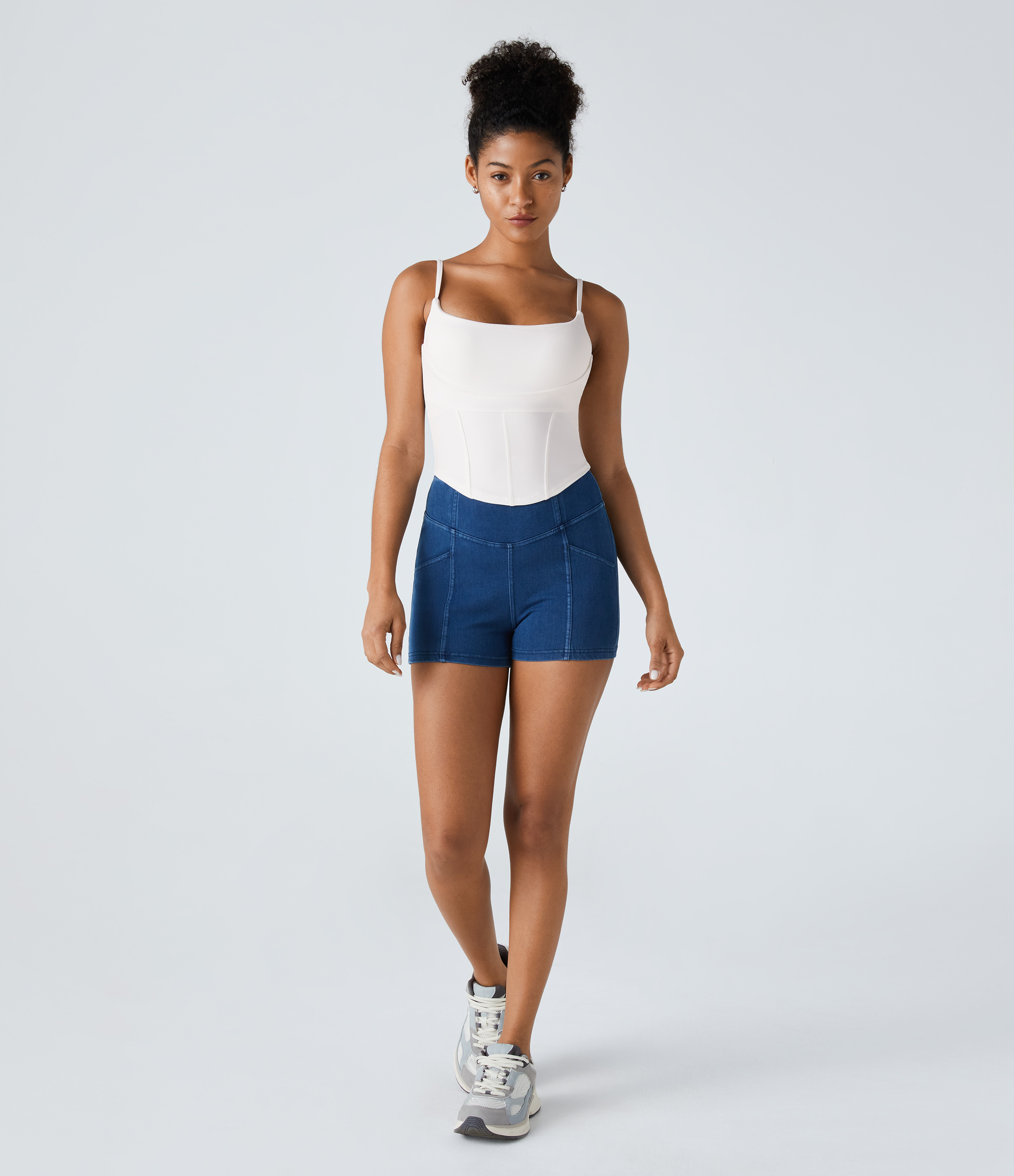 Halara Softlyzeroв„ў Airy Backless Corset Curved Hem Cropped Cool Touch Yoga Tank Top-UPF50+ Tank Top - White - XL golf tops halter top 