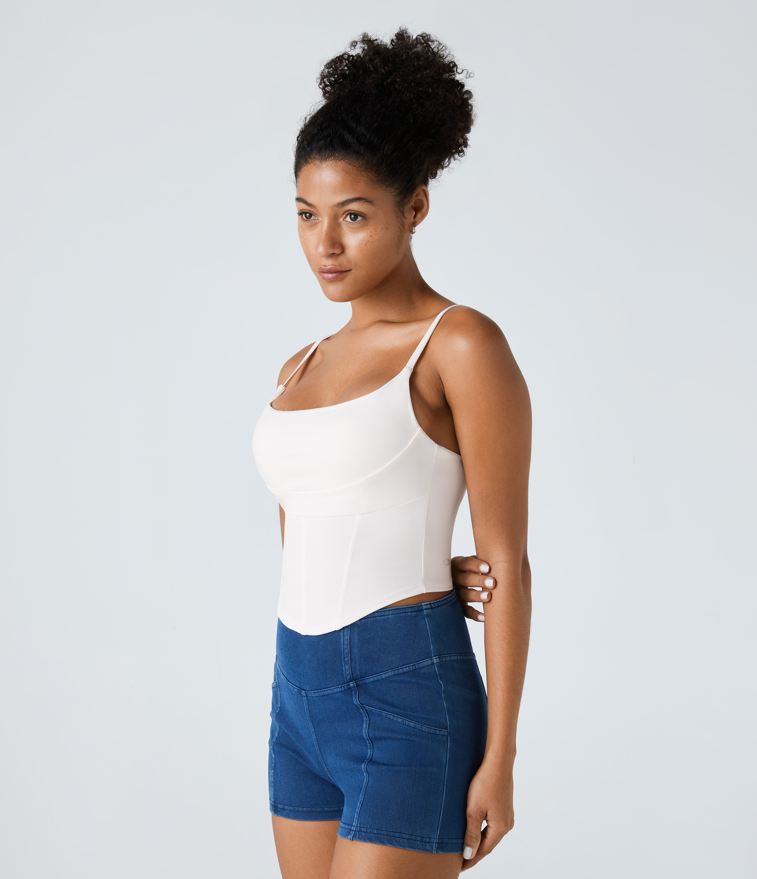 Halara Softlyzeroв„ў Airy Backless Corset Curved Hem Cropped Cool Touch Yoga Tank Top-UPF50+ Tank Top - White - XL golf tops halter top 