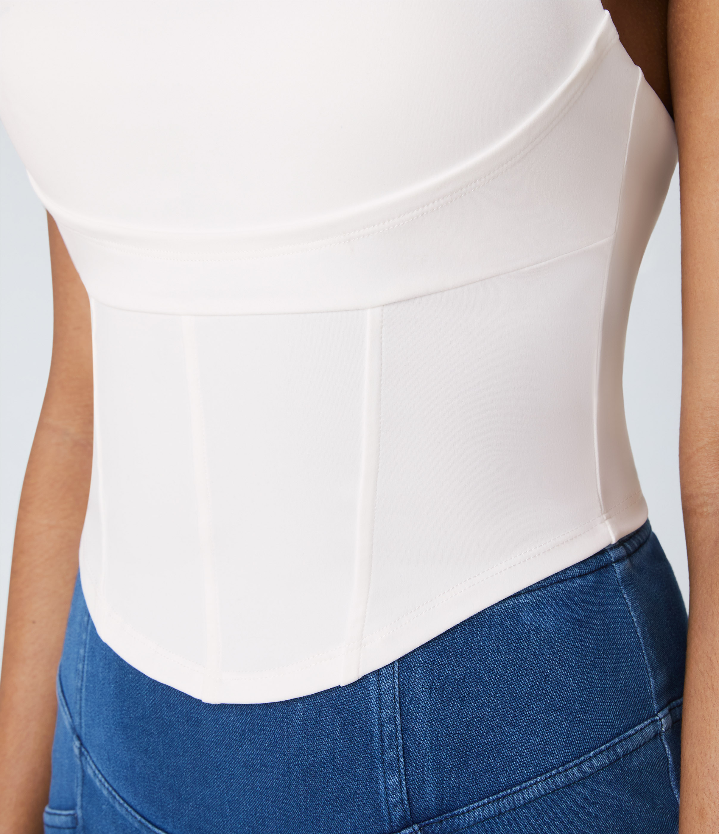 Halara Softlyzeroв„ў Airy Backless Corset Curved Hem Cropped Cool Touch Yoga Tank Top-UPF50+ Tank Top - White - XL golf tops halter top 