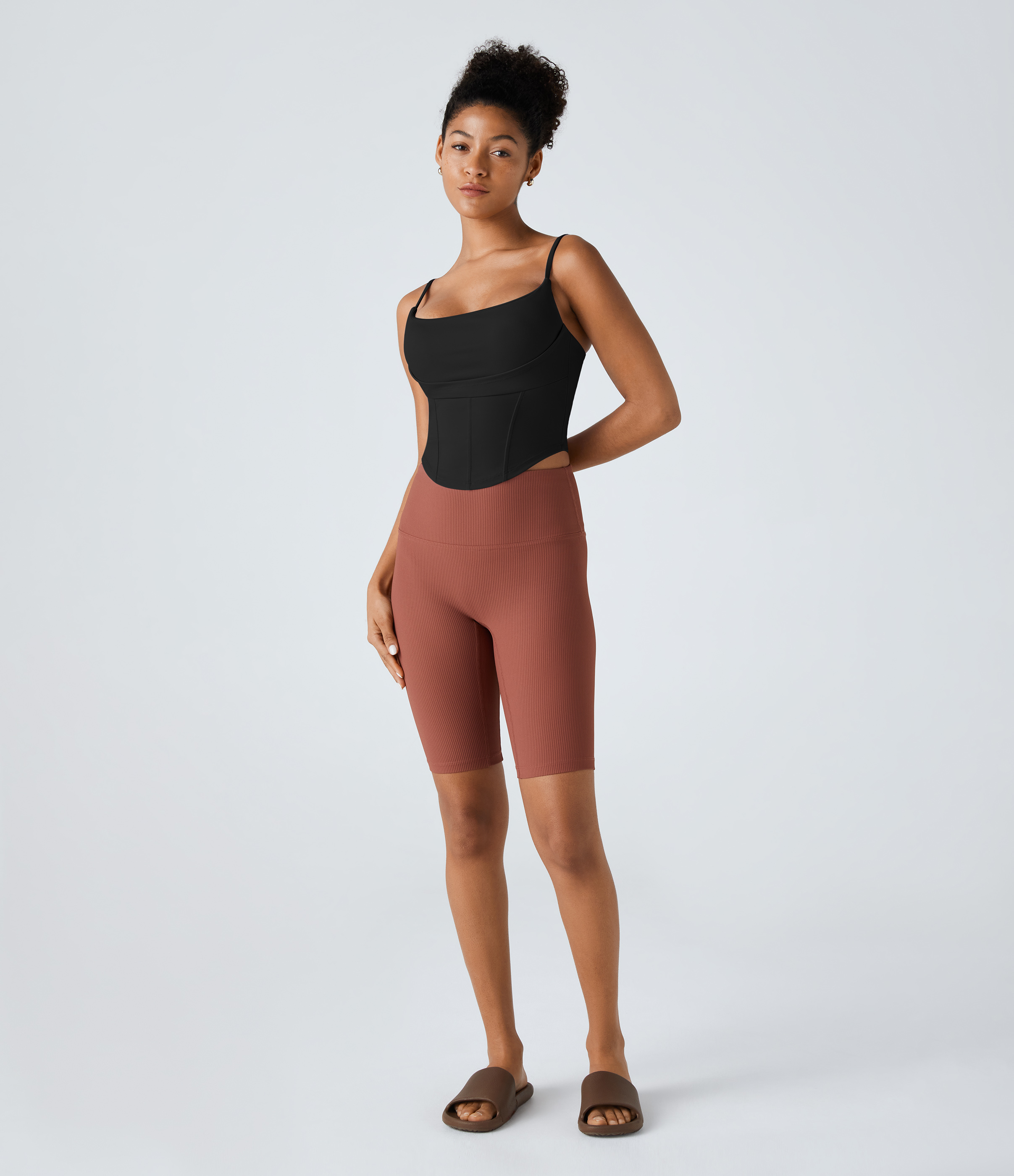 Halara Softlyzeroв„ў Airy Backless Corset Curved Hem Cropped Cool Touch Yoga Tank Top-UPF50+ Tank Top - Black - XS golf tops halter top 