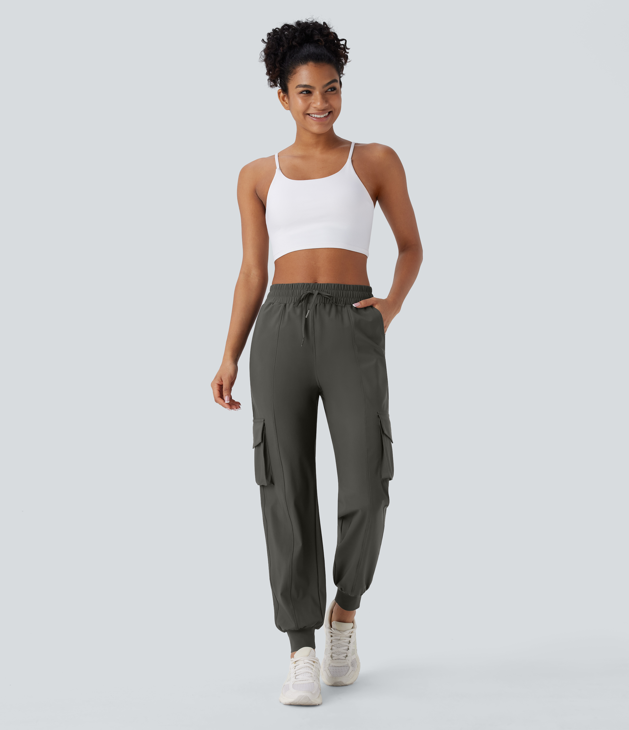 Halara High Waisted Drawstring Multiple Pockets Dance Cargo Joggers  - Forest Night - XL(regular) 