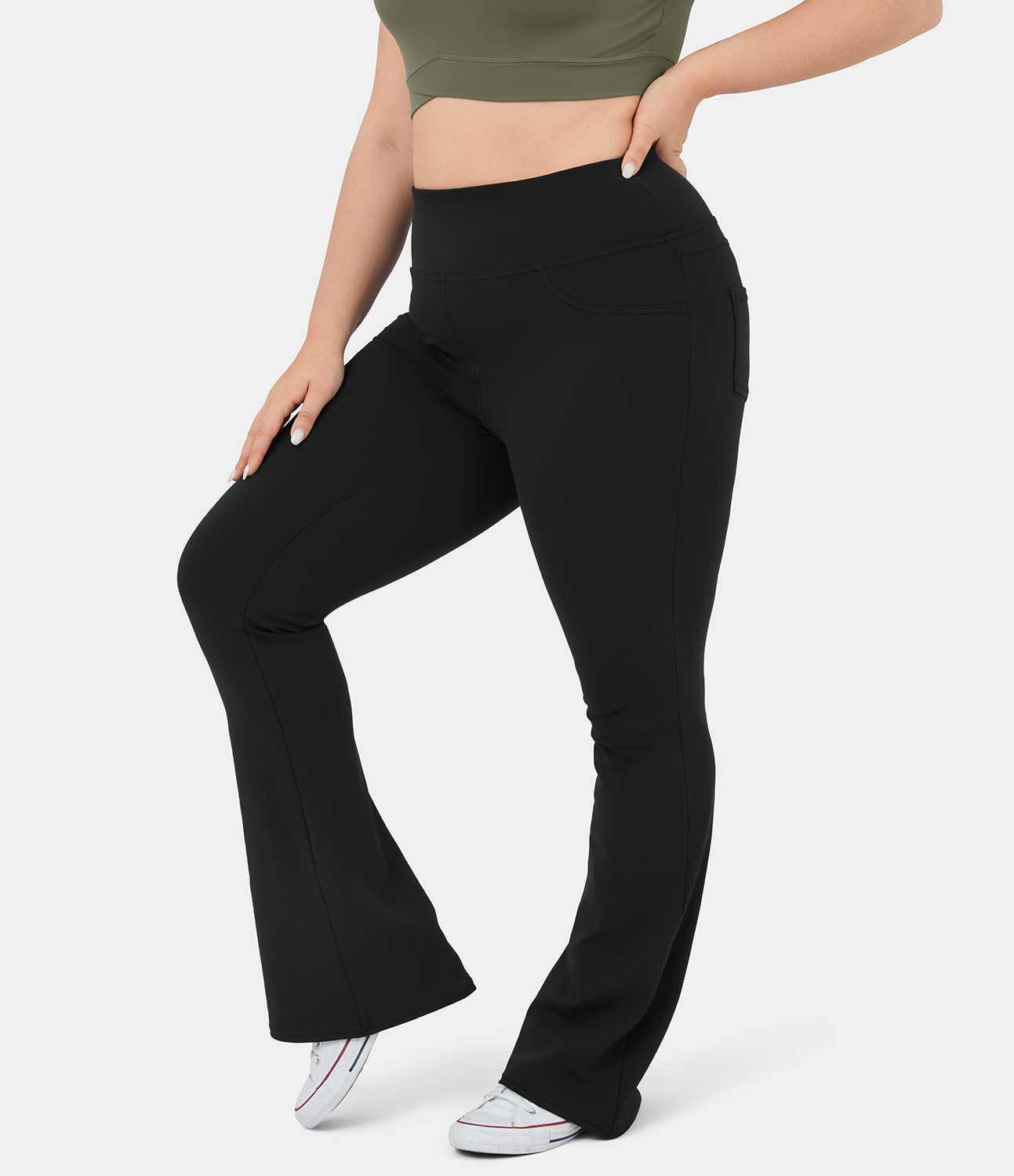 

Halara High Waisted Back Pocket Flare Yoga Plus Size Leggings - Black