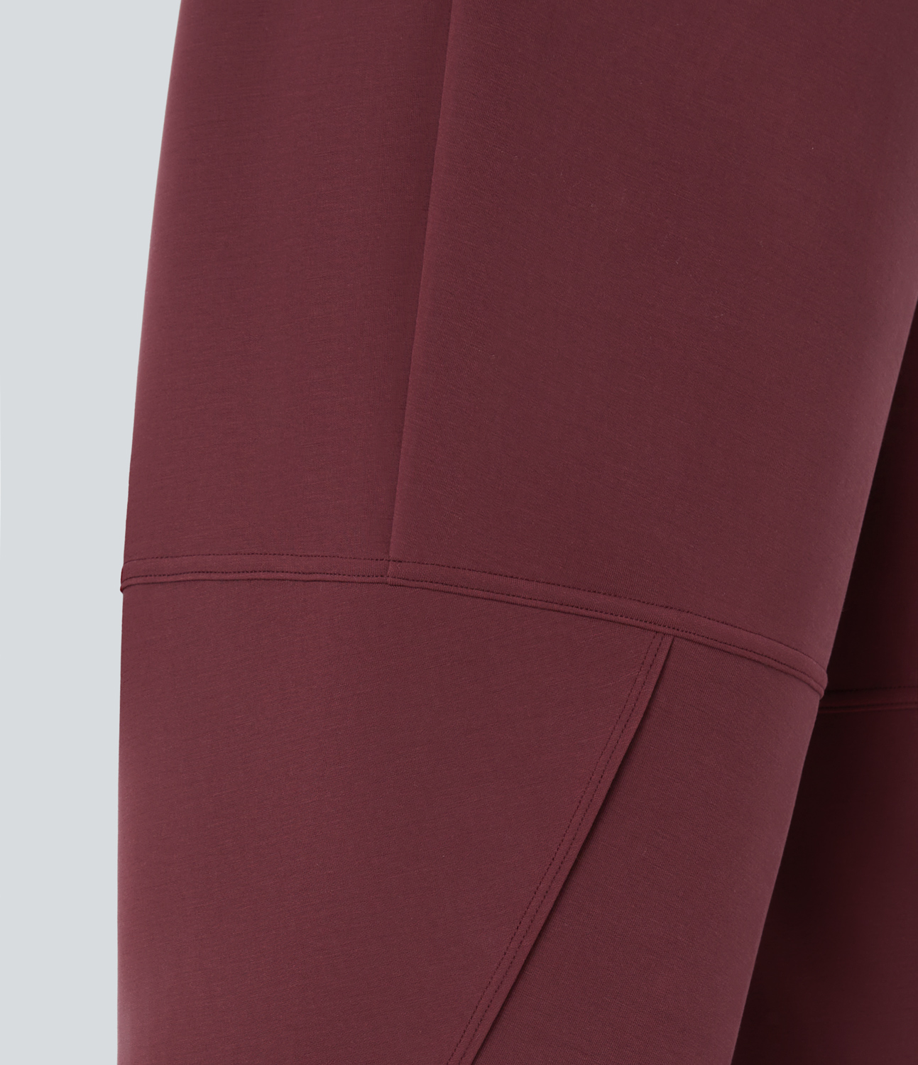 Halara High Waisted Plicated Side Pocket Split Hem Casual Pants  - Oxblood Red - S(regular) 