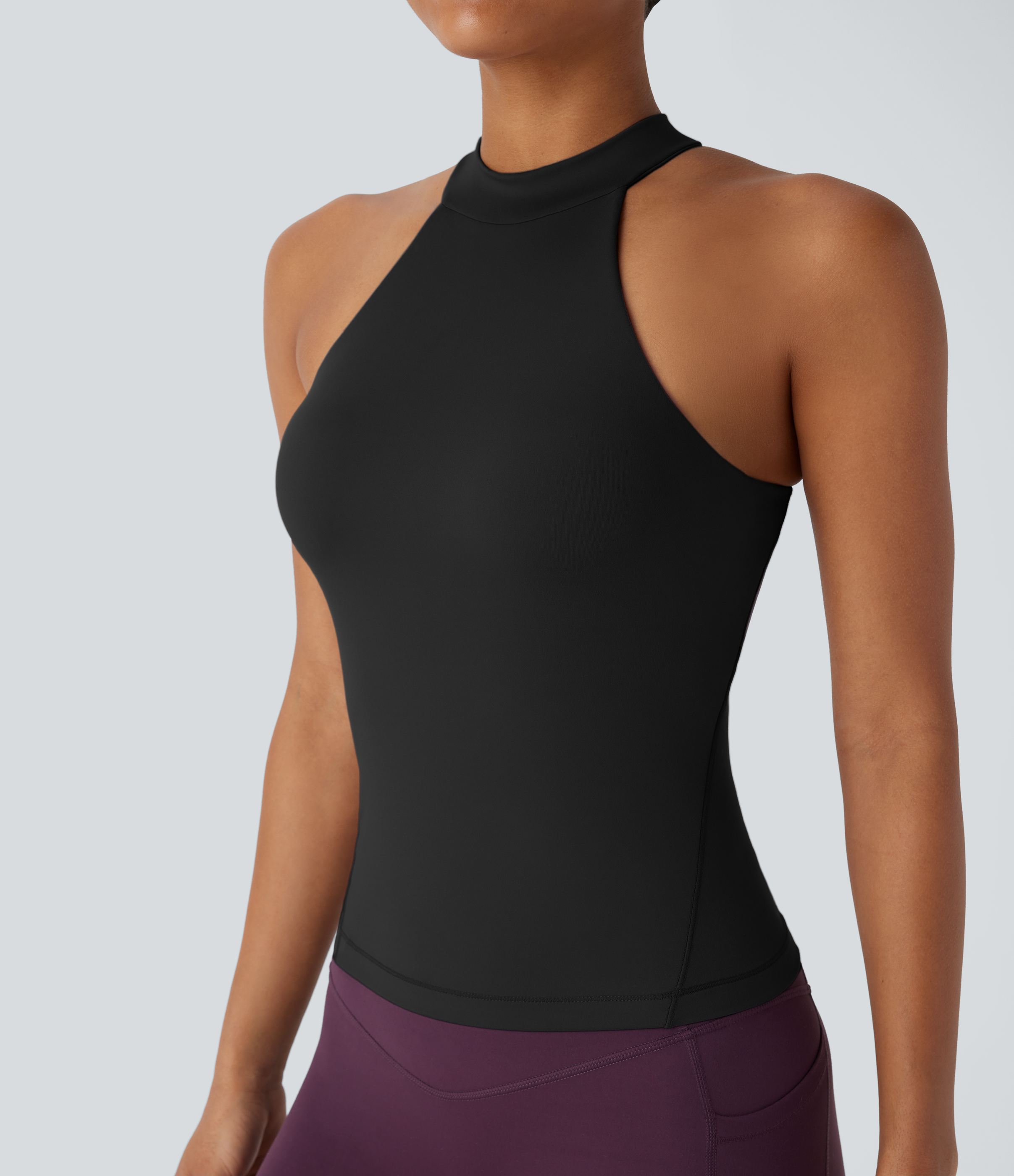 Halara Softlyzeroв„ў Round Neck Backless Yoga Sports Top-UPF50+  - Black - M 