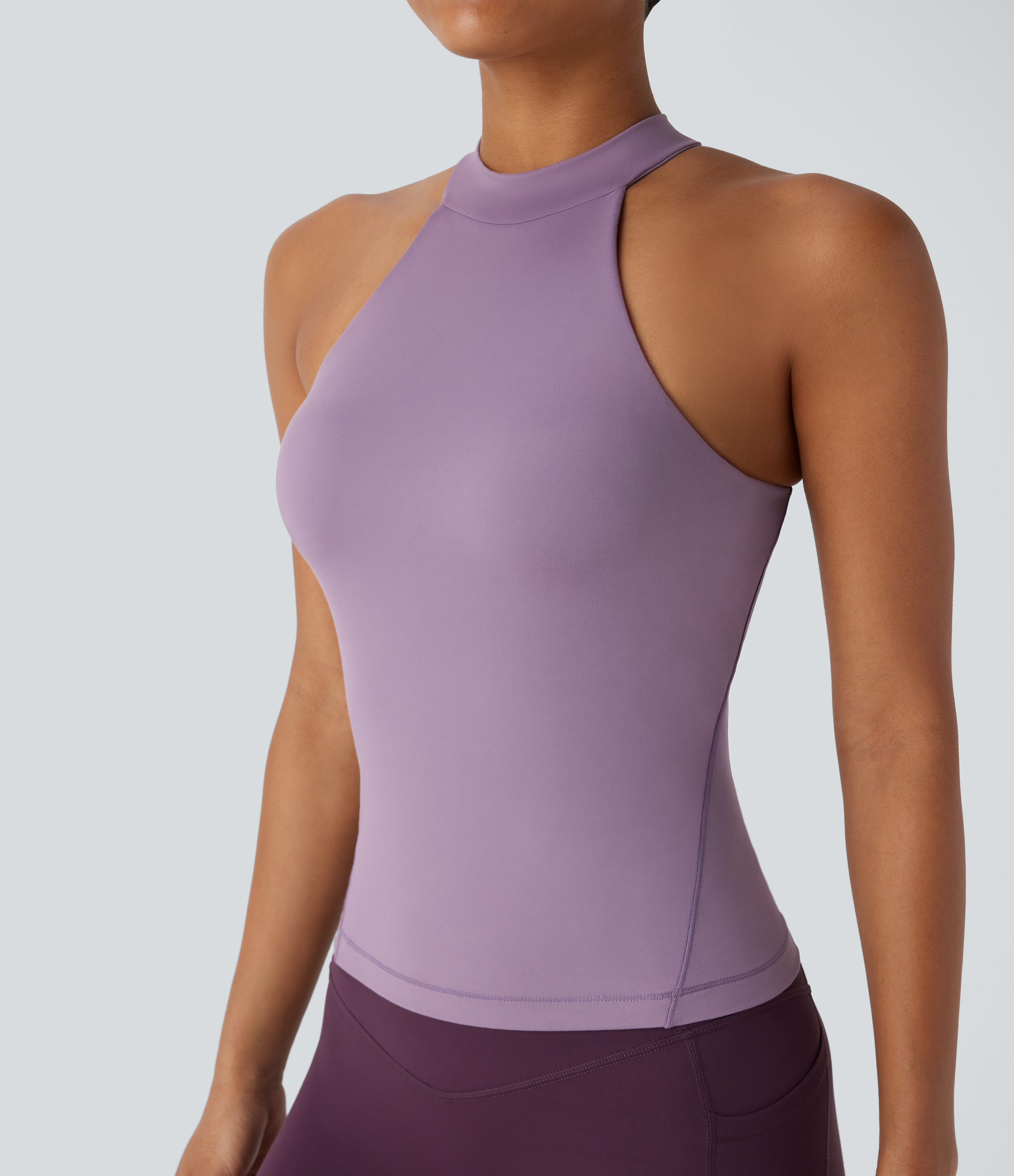 Halara Softlyzeroв„ў Round Neck Backless Yoga Sports Top-UPF50+  - Cinnabar Purple - XL 