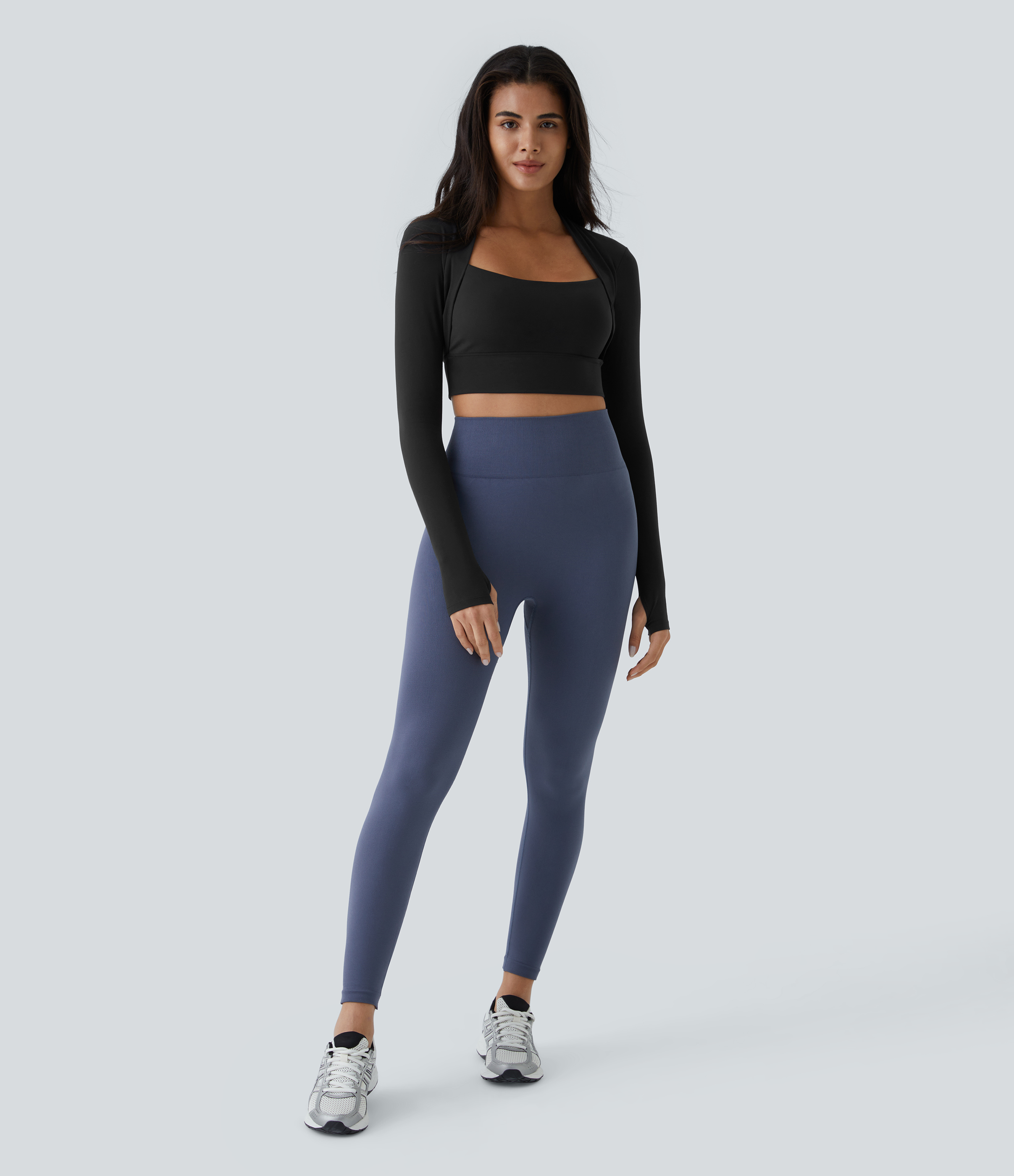 Halara Cloudfulв„ў Fabric Long Sleeve Thumb Hole Cropped Yoga Sports Top  - Black - S 