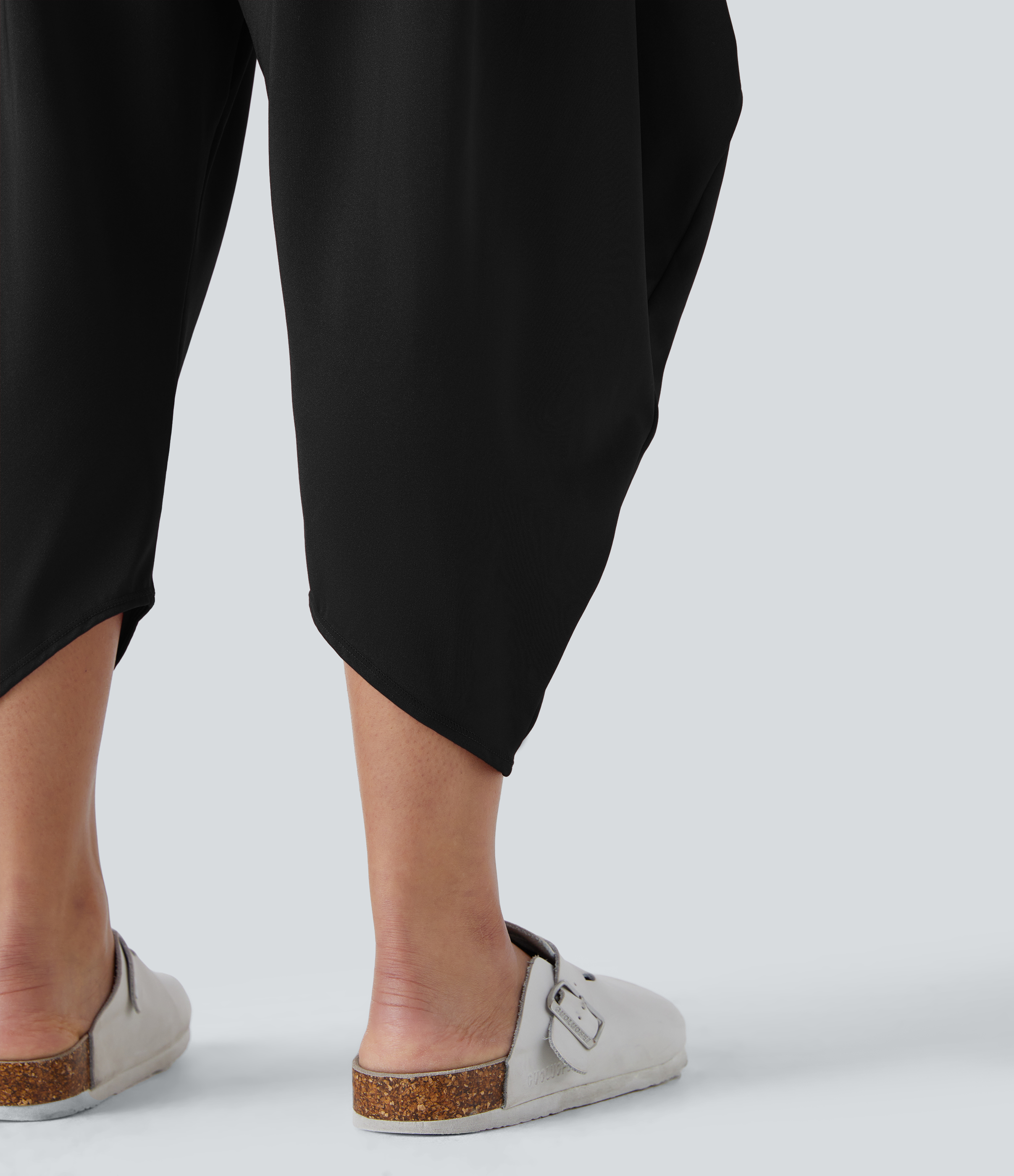 Halara High Waisted Drawstring Plicated Side Pocket Casual Joggers  - Black - XL(regular) 