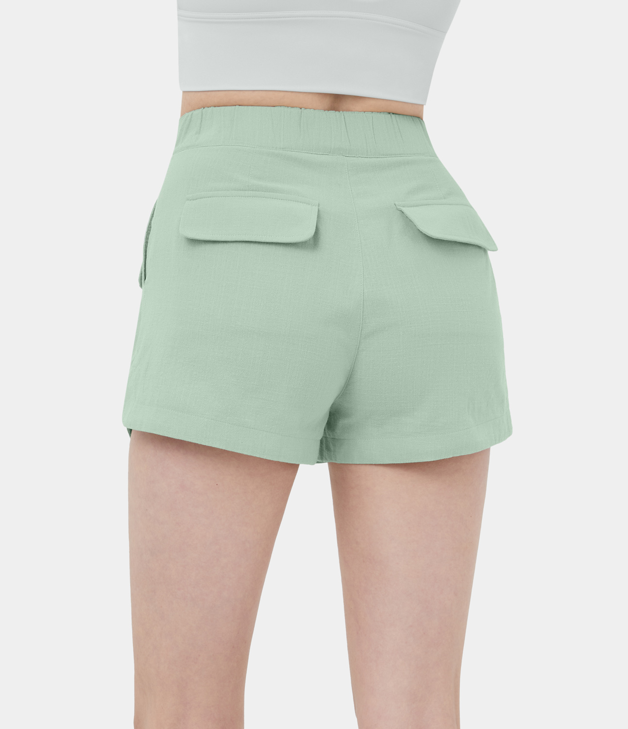 Women's High Waisted Zipper Side Flap Pocket Curved Hem Casual Cargo Shorts 2.5'' HALARA