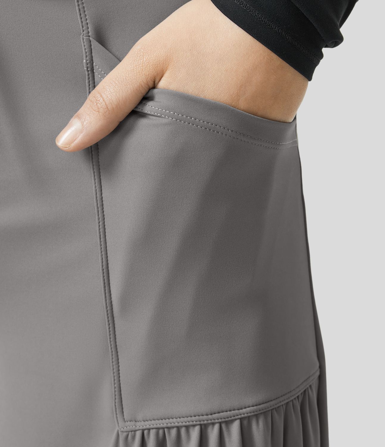 Halara High Waisted Drawstring Multiple Pockets Plicated Wide Leg Yoga Pants  - Steeple Gray - XS(regular) 