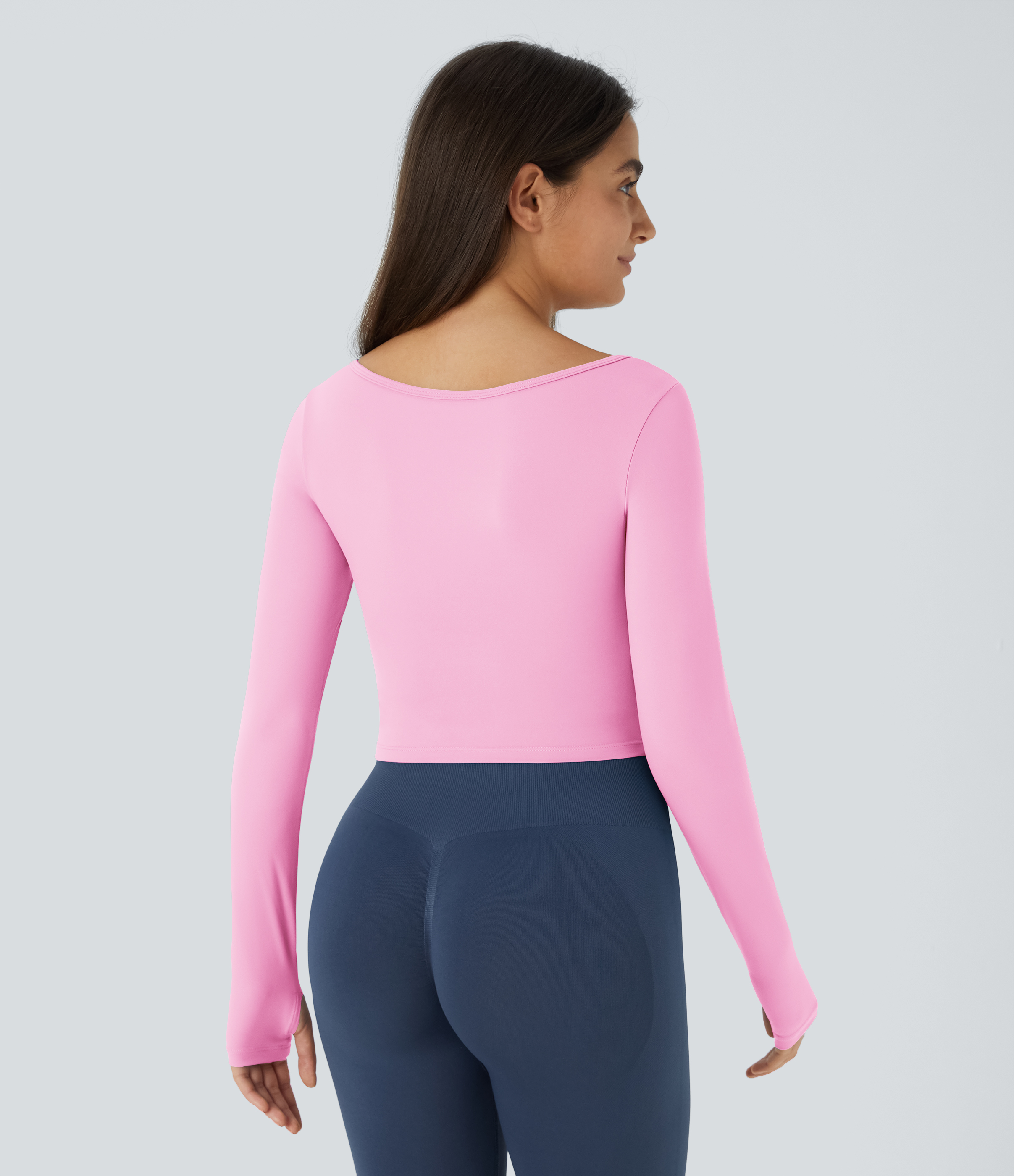 Halara Softlyzeroв„ў Plush Square Neck Thumb Hole Cropped Yoga Sports Top  - Nosegay - XL 
