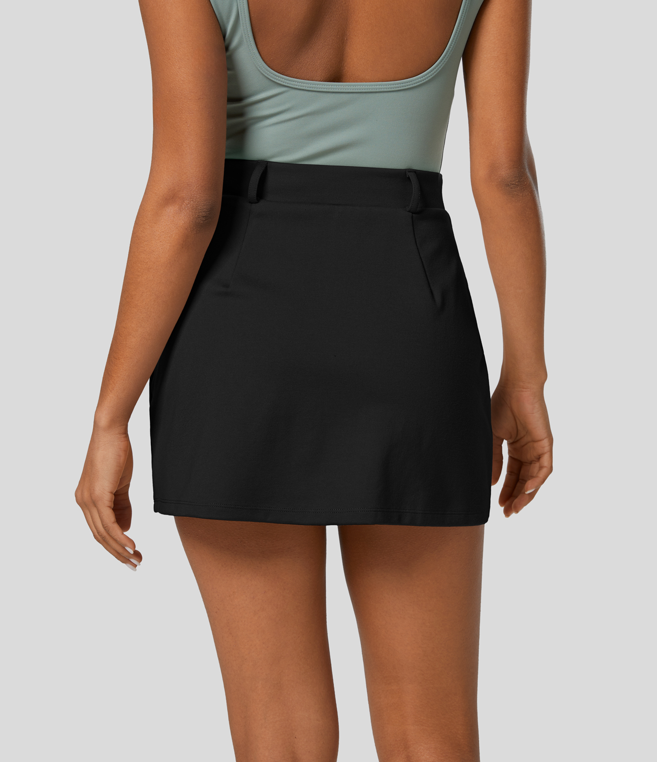 Halara High Waisted 2-in-1 Split Mini Work Skirt  - Black - XS(regular) 