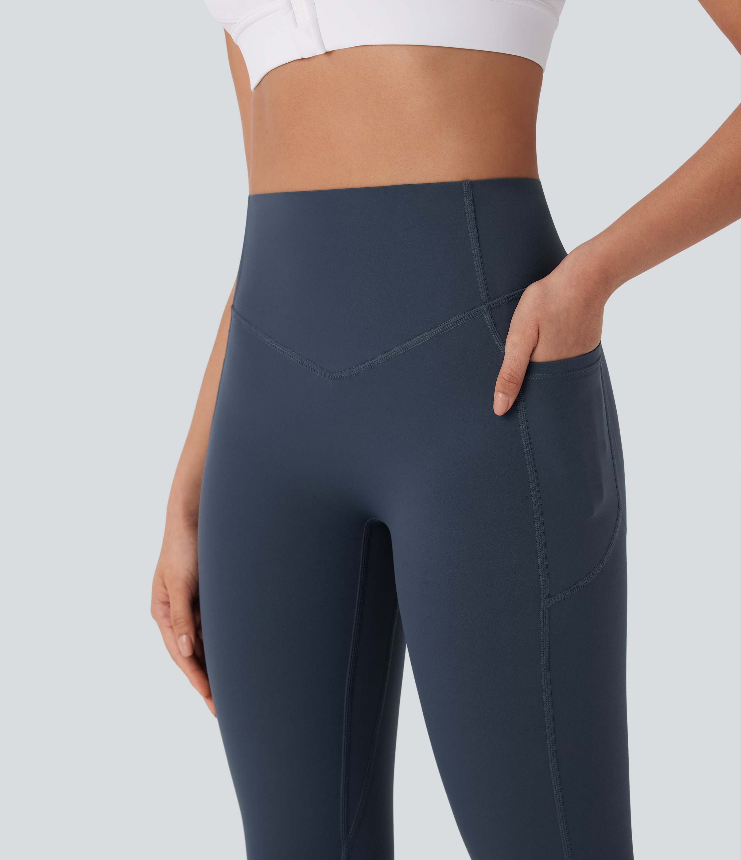 Halara Halara UltraSculptв„ў SoCinched High Waisted Tummy Control Butt Lifting Ruched Side Pocket Shaping Yoga Leggings  - Carbon - XL(7/8) 