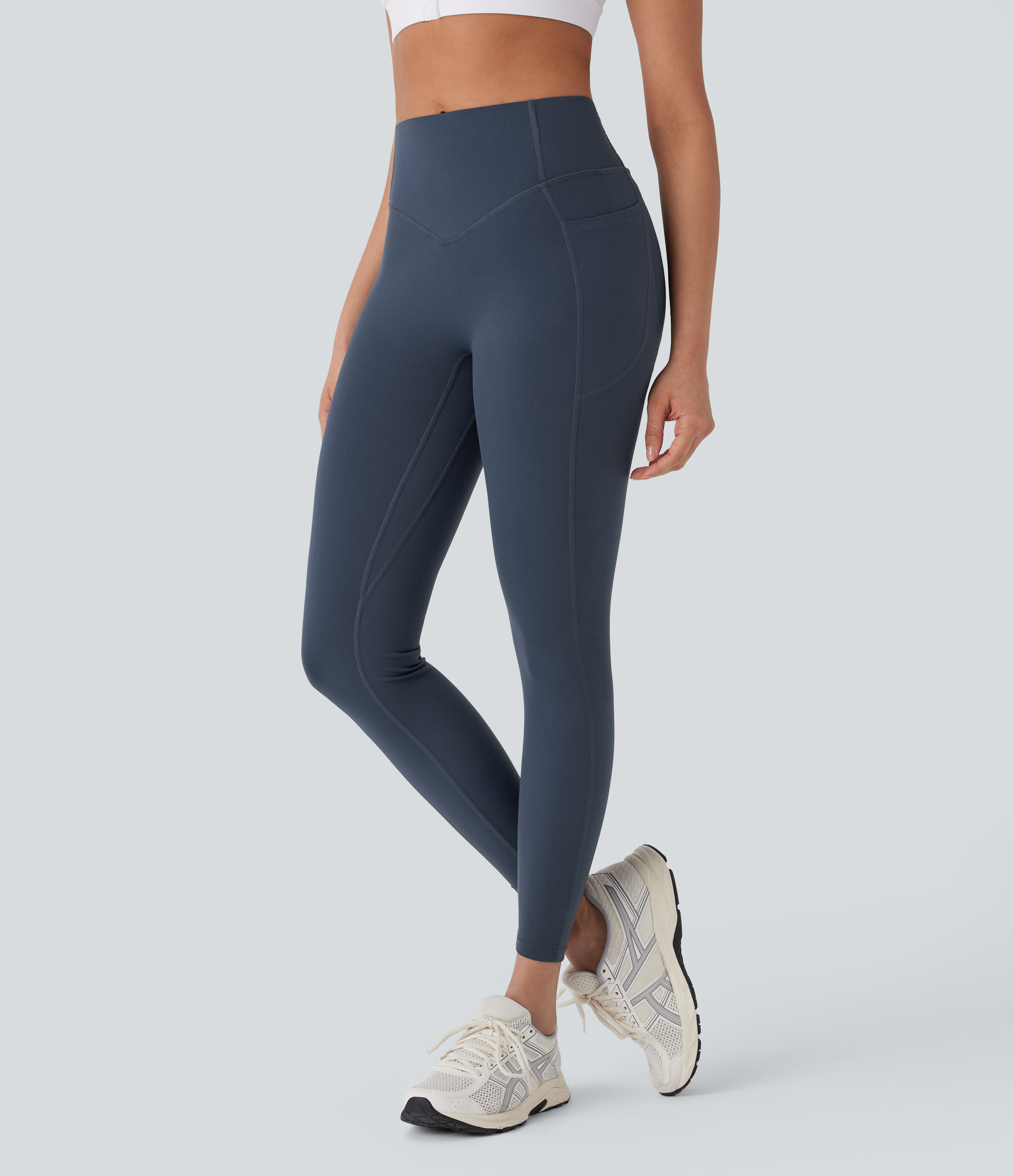 Halara Halara UltraSculptв„ў SoCinched High Waisted Tummy Control Butt Lifting Ruched Side Pocket Shaping Yoga Leggings  - Carbon - XL(7/8) 