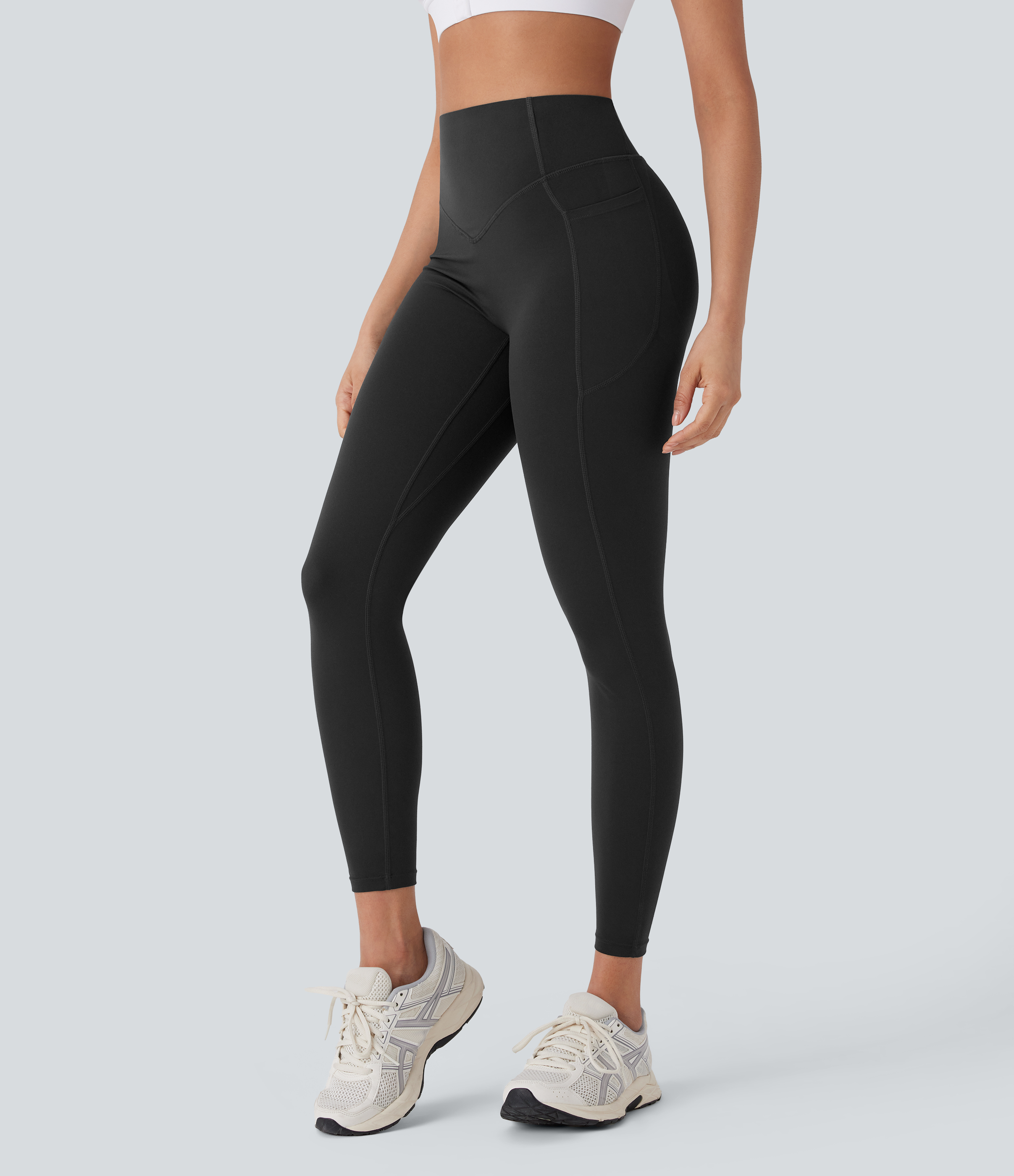 Halara Halara UltraSculptв„ў SoCinched High Waisted Tummy Control Butt Lifting Ruched Side Pocket Shaping Yoga Leggings  - Black - XL(7/8) 