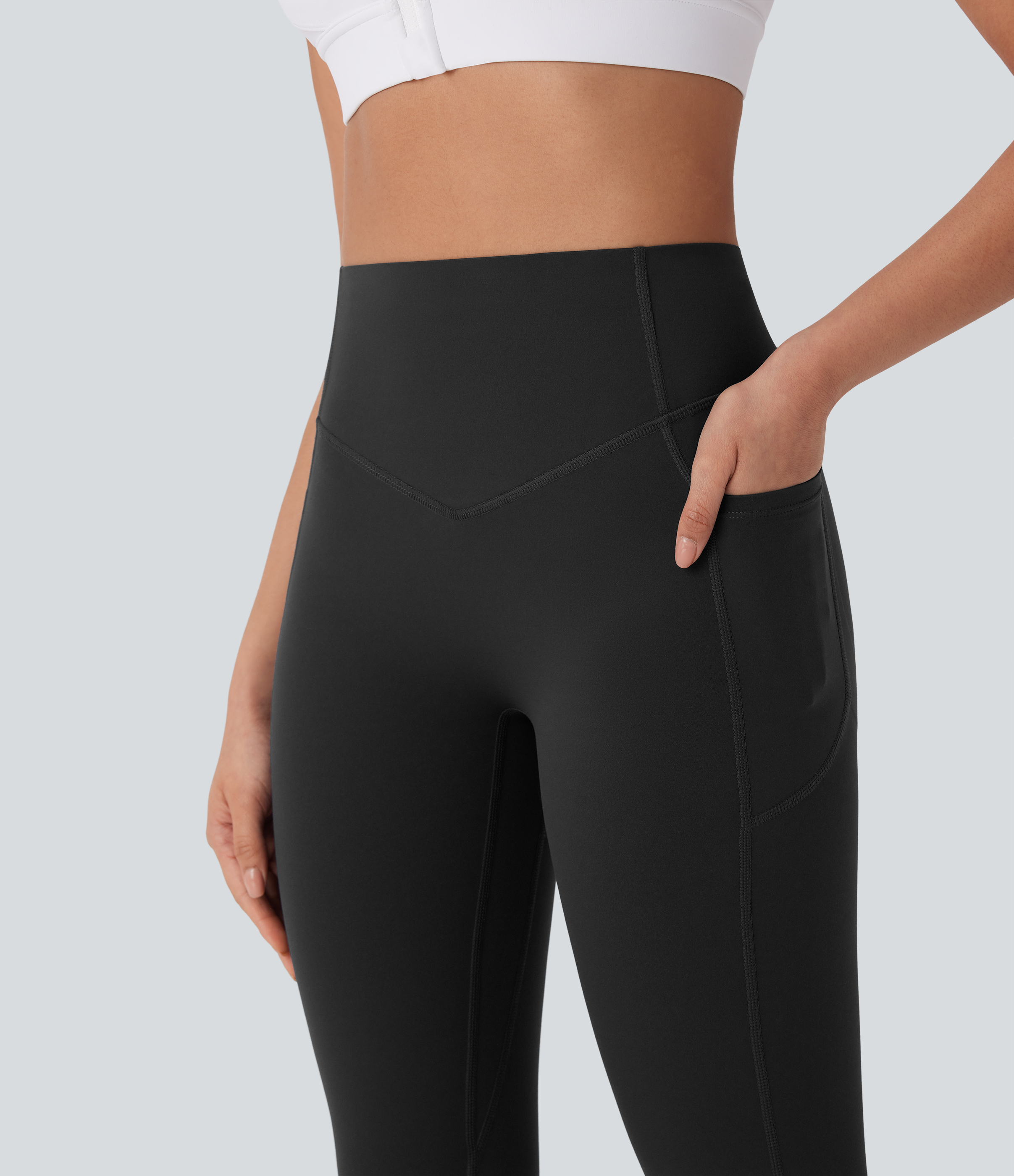 Halara Halara UltraSculptв„ў SoCinched High Waisted Tummy Control Butt Lifting Ruched Side Pocket Shaping Yoga Leggings  - Black - XL(7/8) 