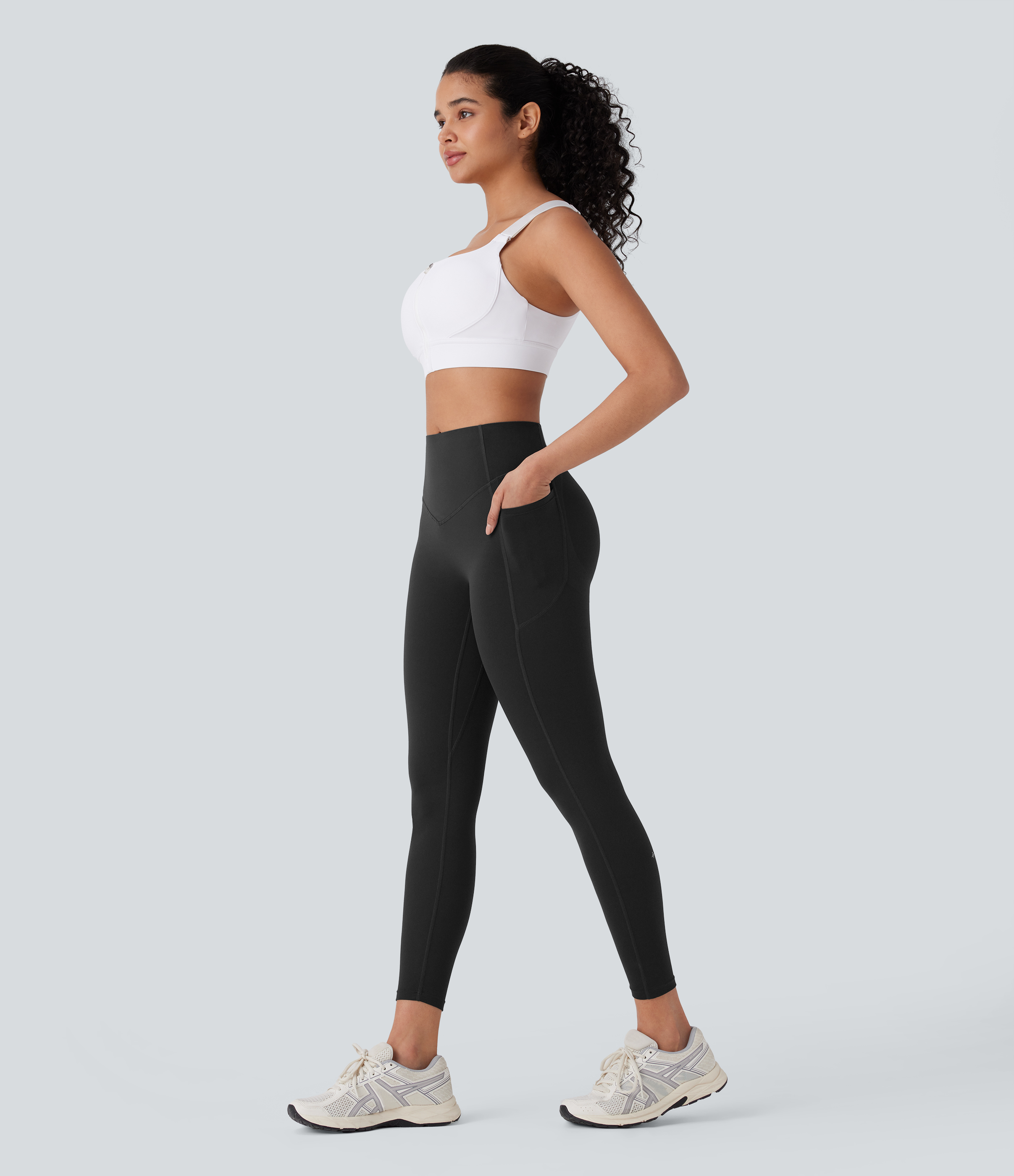 Halara Halara UltraSculptв„ў SoCinched High Waisted Tummy Control Butt Lifting Ruched Side Pocket Shaping Yoga Leggings  - Black - XL(7/8) 