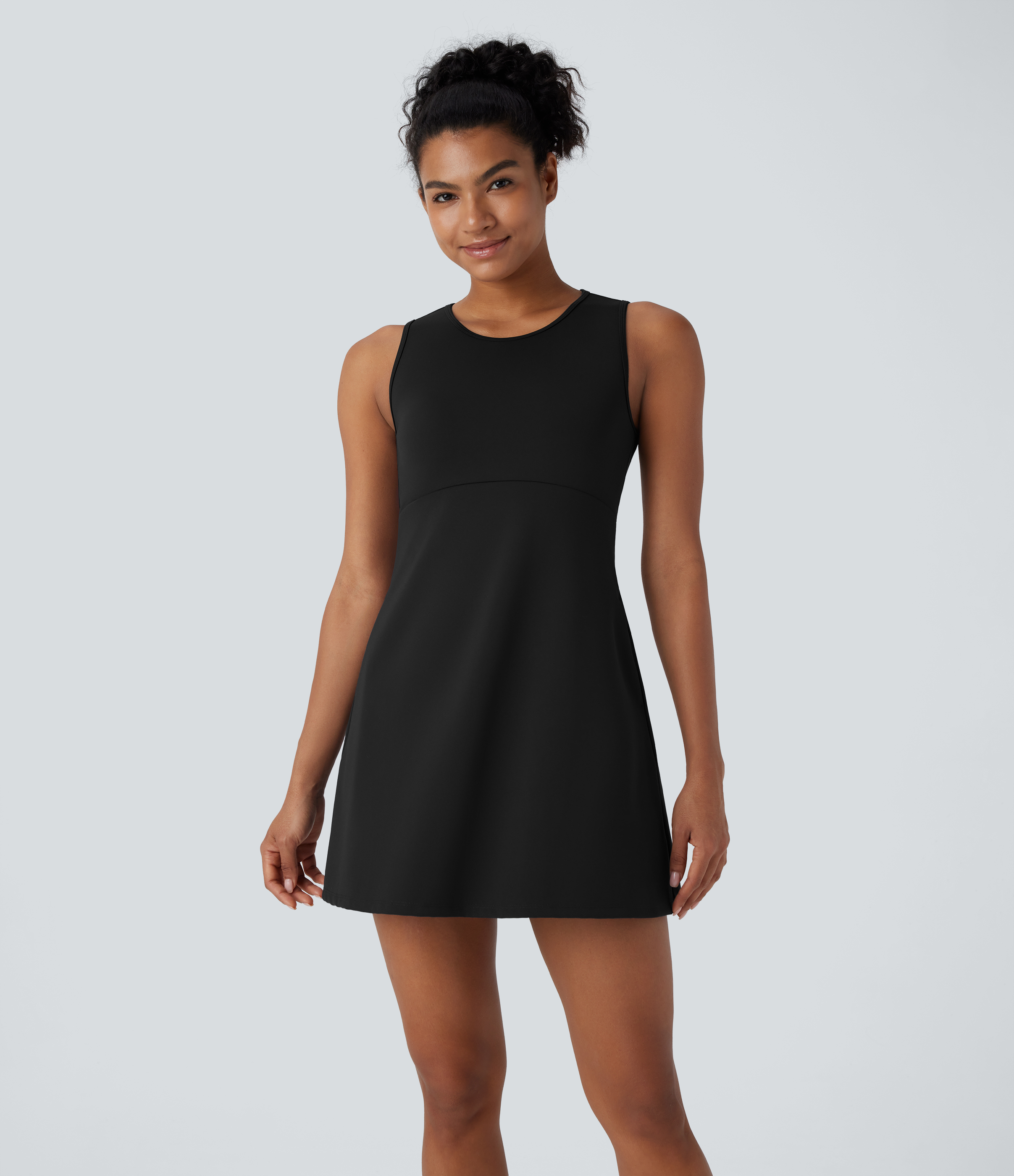 Halara SpeedWaveв„ў Round Neck Sleeveless Side Pocket Mini Quick Dry Hiking Dress Workout Dress - Black - M 