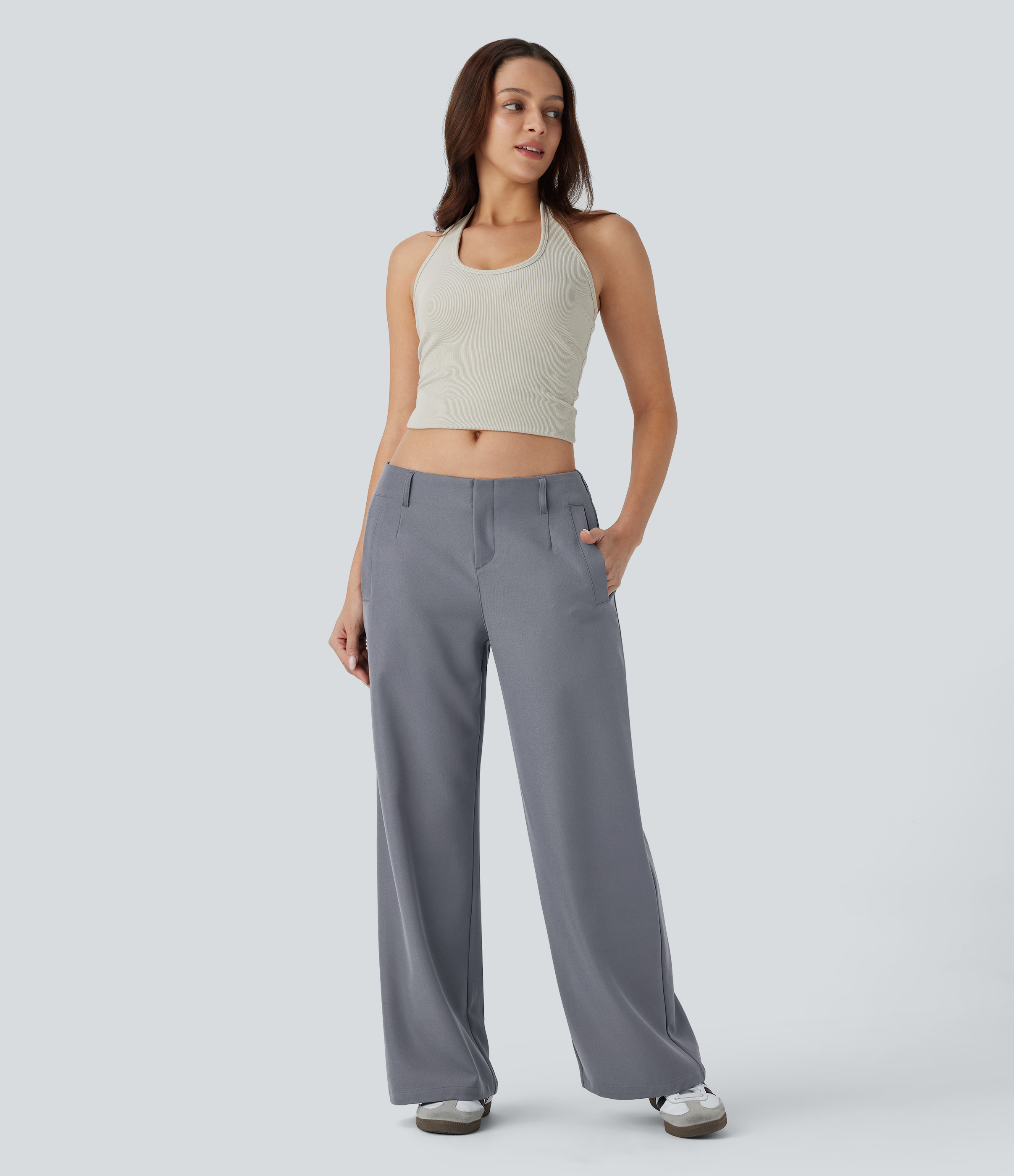 Halara Low Rise Side Pocket Straight Leg Casual Pants  - Poppy Seed - XS(regular) sweatpants jogger pants stacked sweatpants cargo joggers 
