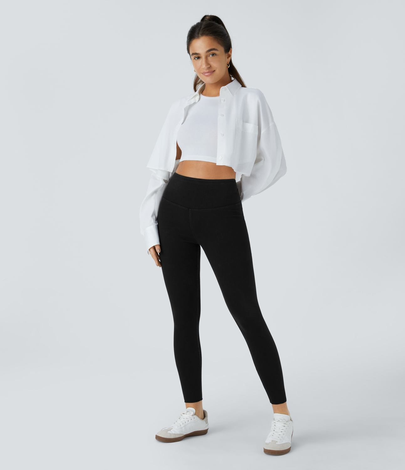 Halara HalaraMagicв„ў High Waisted Stretchy Knit Denim Casual Leggings  - Black - L 
