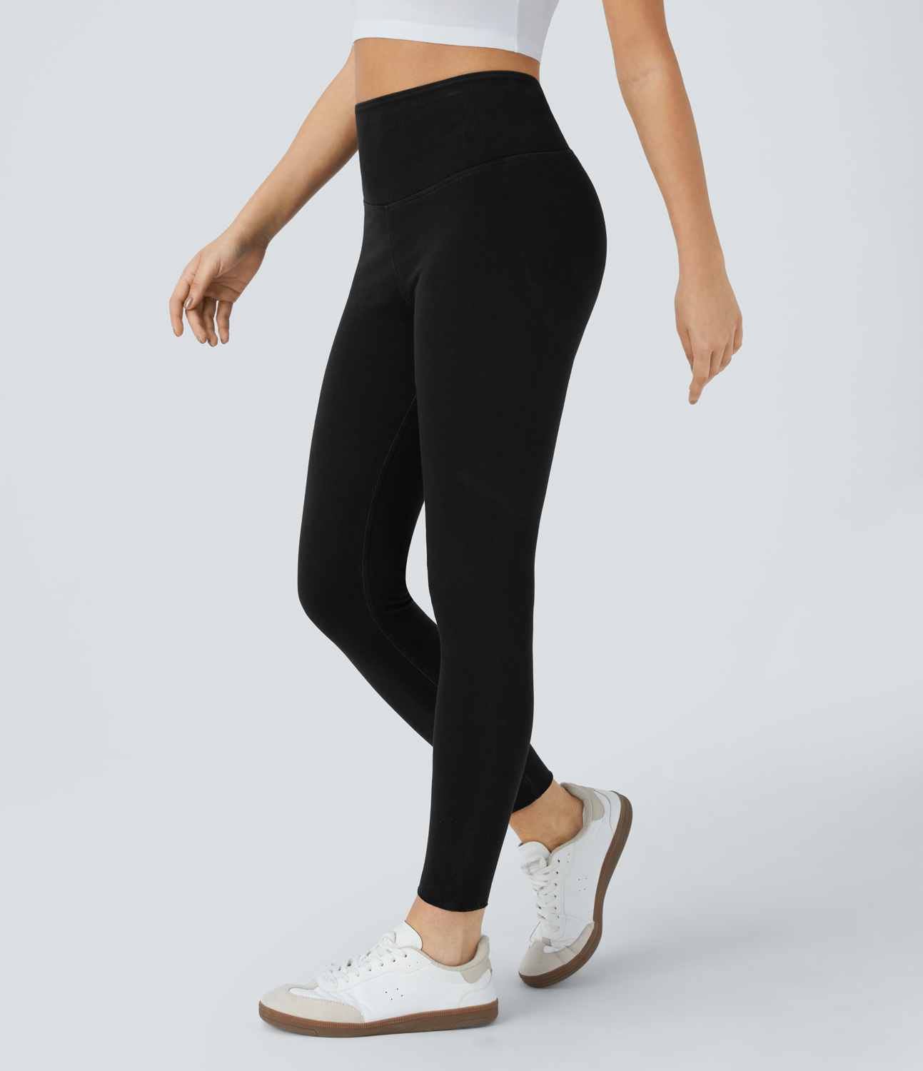 Halara HalaraMagicв„ў High Waisted Stretchy Knit Denim Casual Leggings  - Black - L 