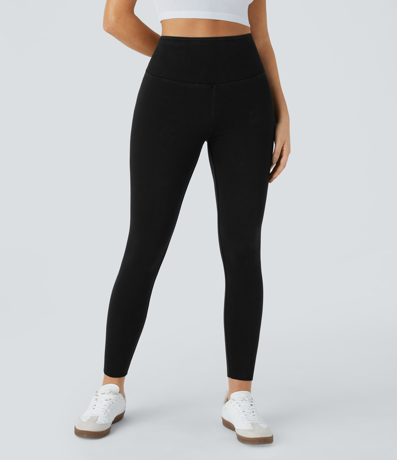 Halara HalaraMagicв„ў High Waisted Stretchy Knit Denim Casual Leggings  - Black - L 