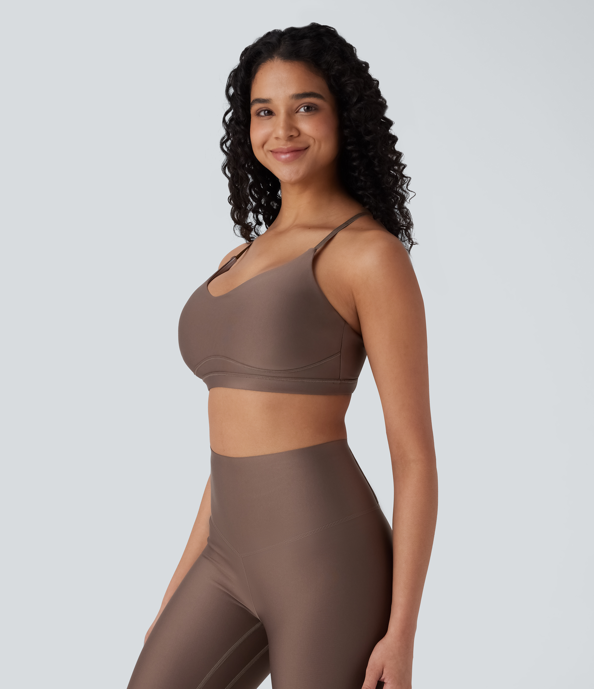 Halara Low Support Crisscross Adjustable Straps Cut Out Sheen Yoga Sports Bra  - Hay Brown - S push up bra strapless bra backless bra 