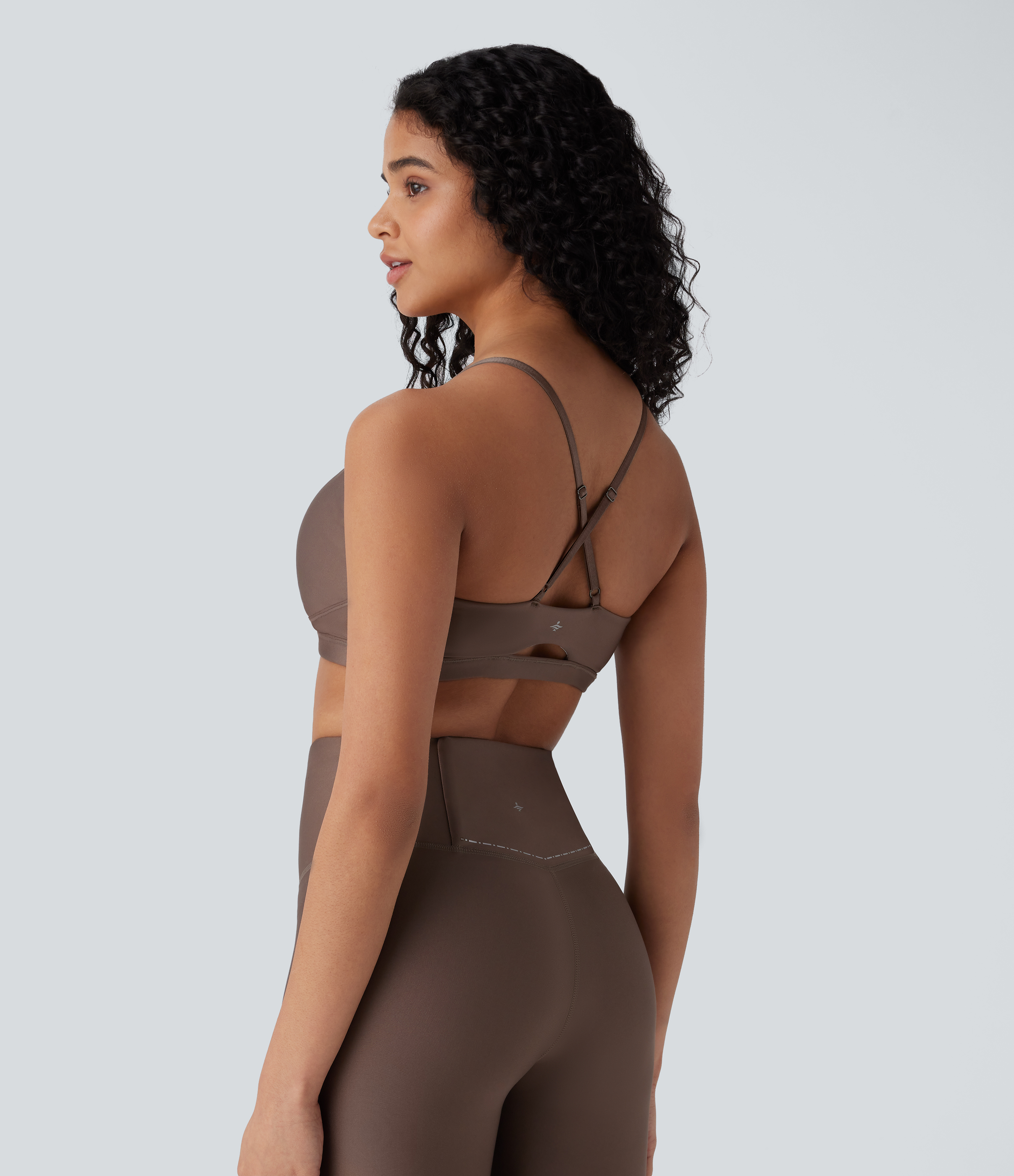 Halara Low Support Crisscross Adjustable Straps Cut Out Sheen Yoga Sports Bra  - Hay Brown - S push up bra strapless bra backless bra 