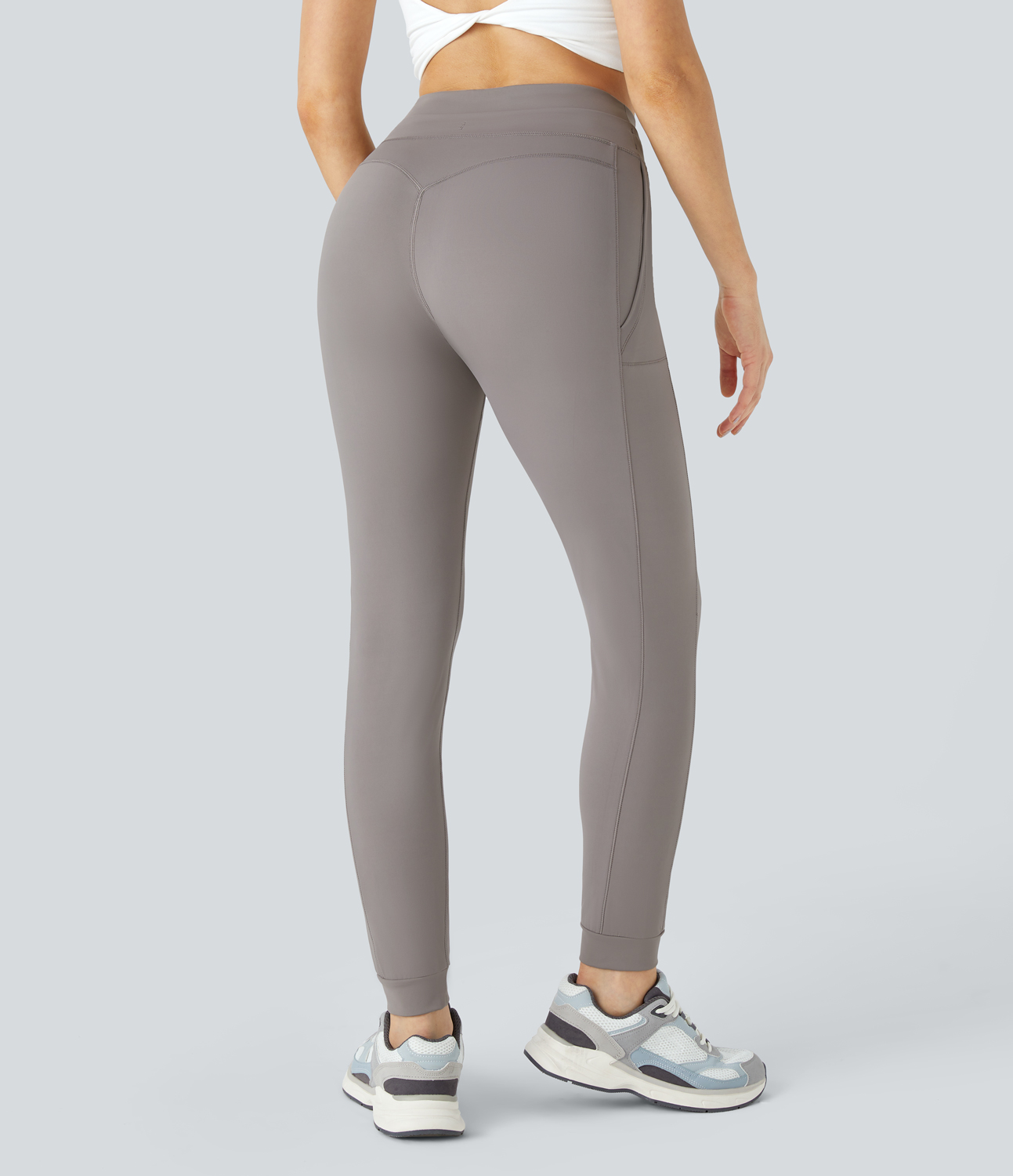 Halara High Waisted Drawstring Side Pocket Yoga Joggers  - Porpoise - L 