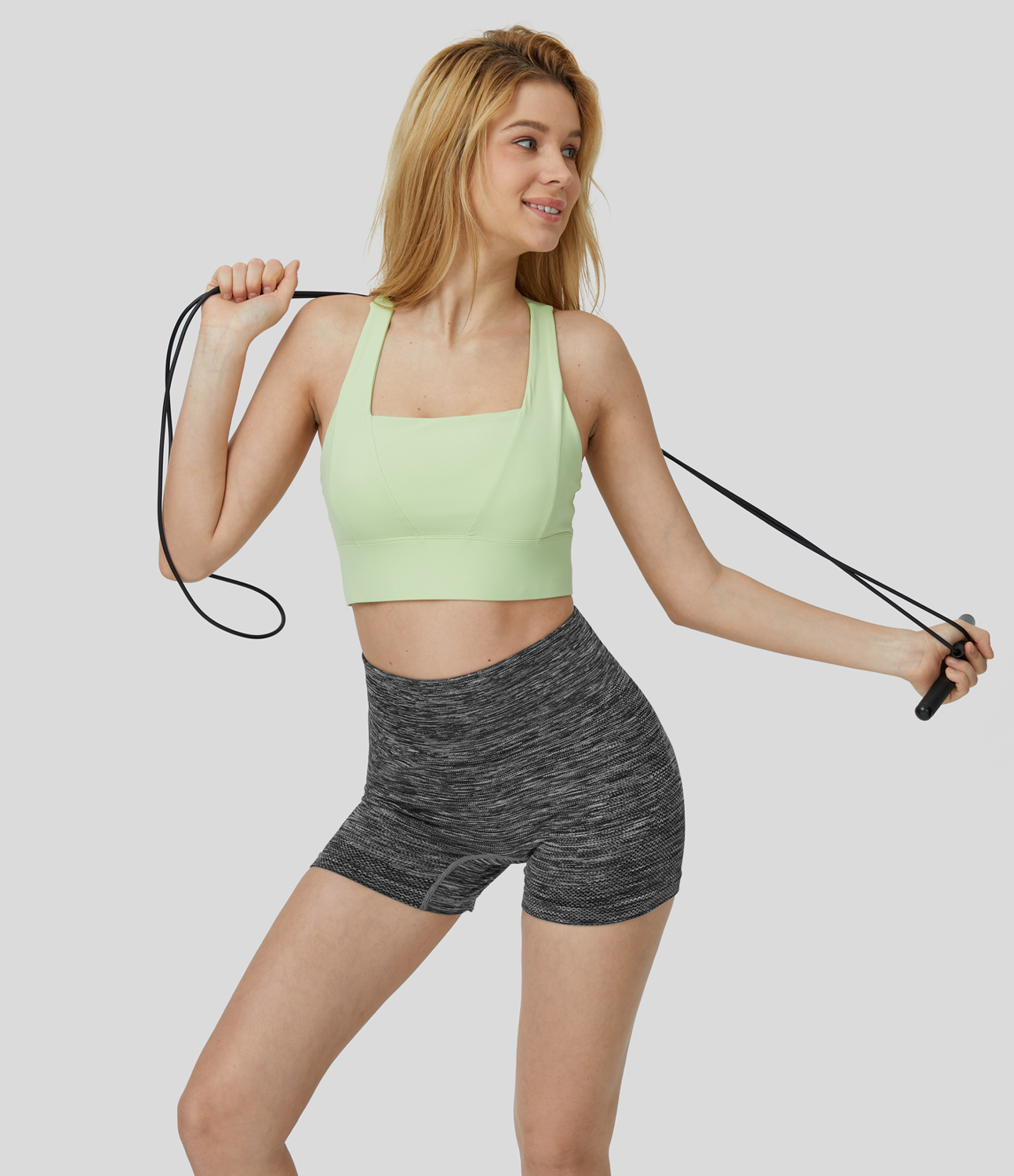 Halara Seamless Flow High Waisted Butt Lifting Ruched Deep Dye Yoga Biker Shorts 3.5``  - Black Texture - L biker shorts women 
