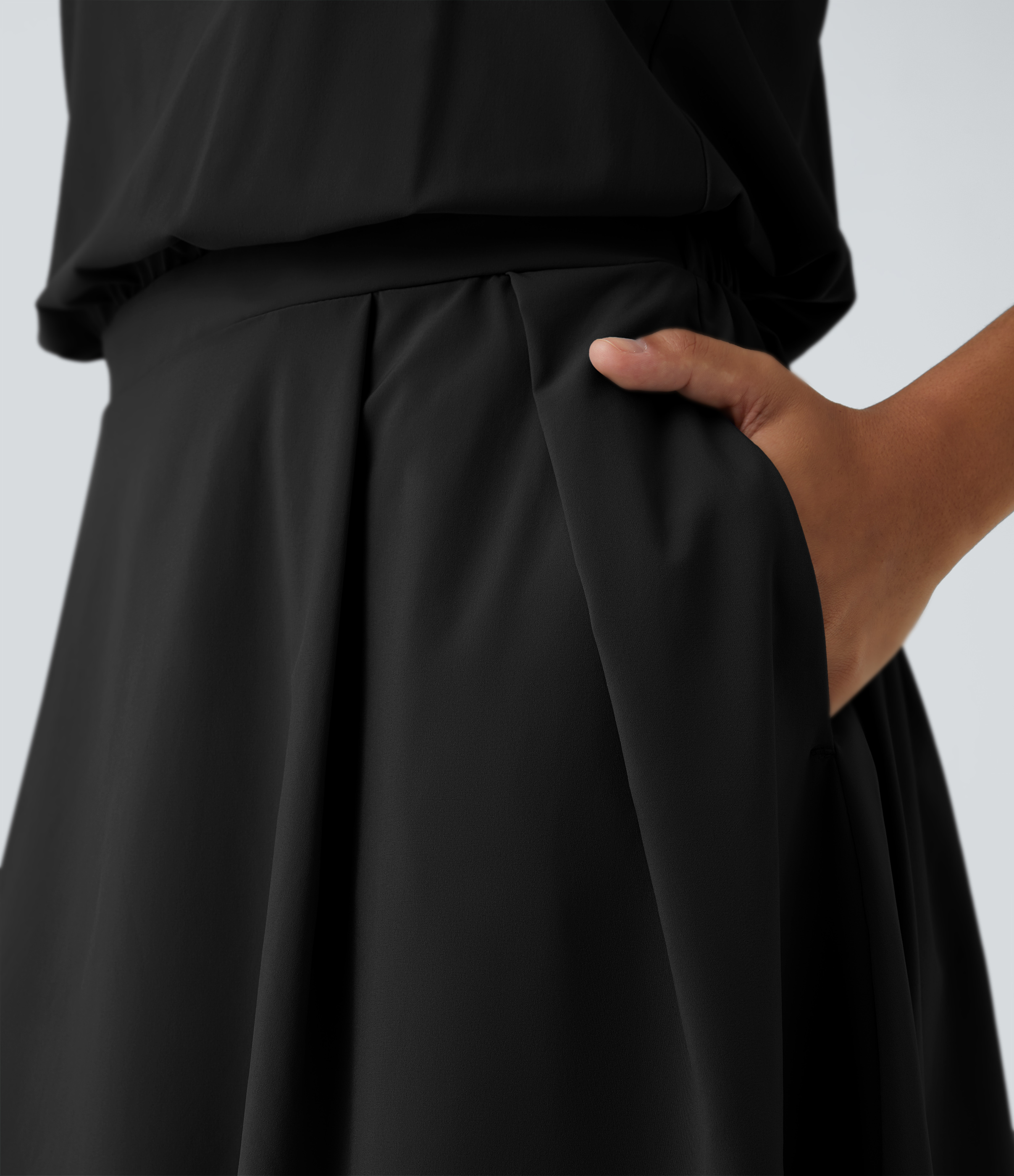 Halara Breezefulв„ў Adjustable Strap Backless Cut Out Side Pocket Pleated Mini Quick Dry Casual Dress Casual Dress - Black - L slip dress 