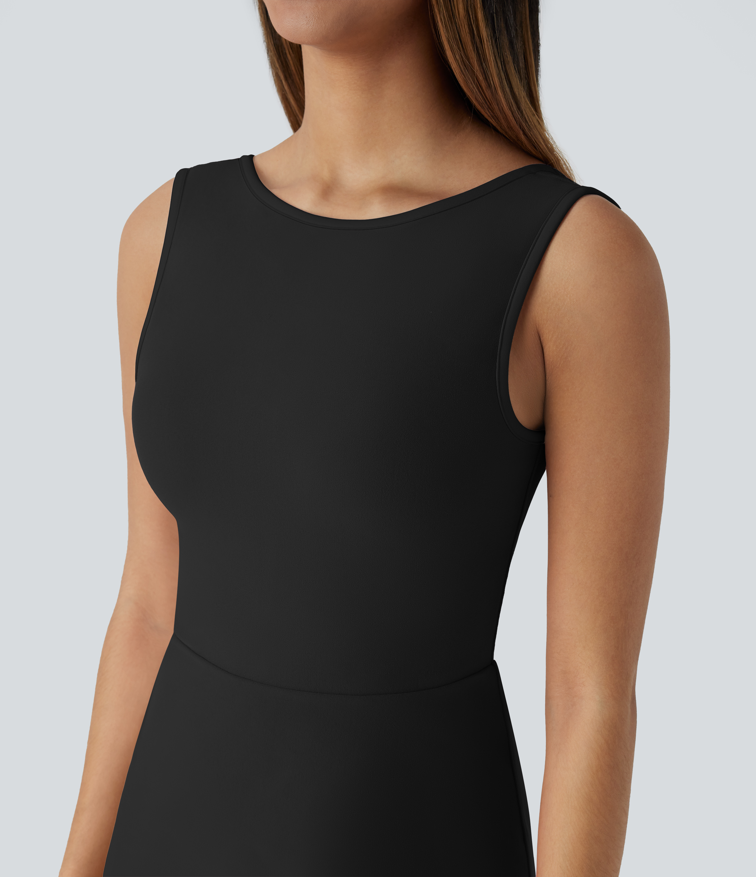 Halara Backless 2-in-1 Side Pocket Mini Tennis Active Dress Workout Dress - Black - S 