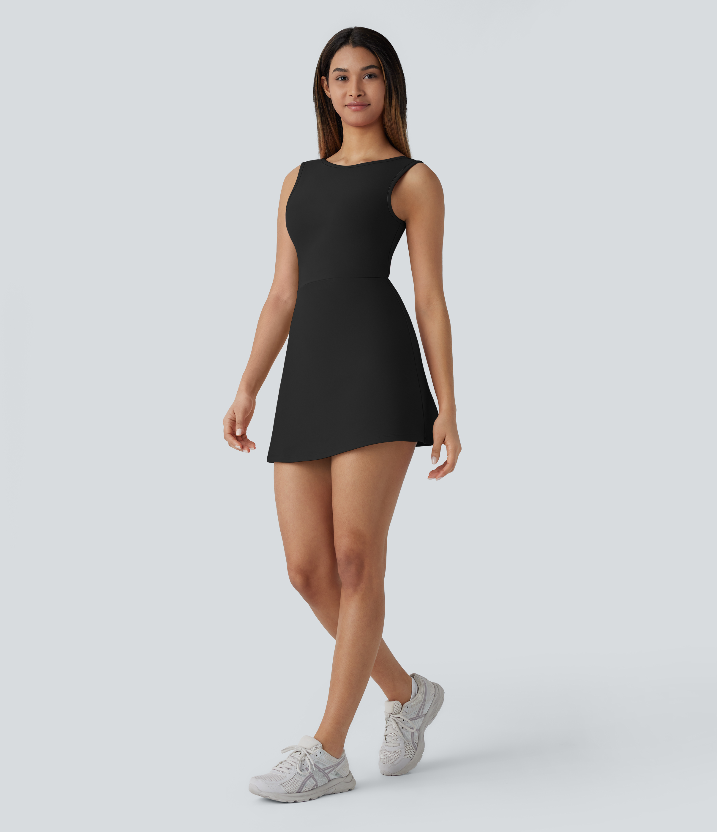 Halara Backless 2-in-1 Side Pocket Mini Tennis Active Dress Workout Dress - Black - S 
