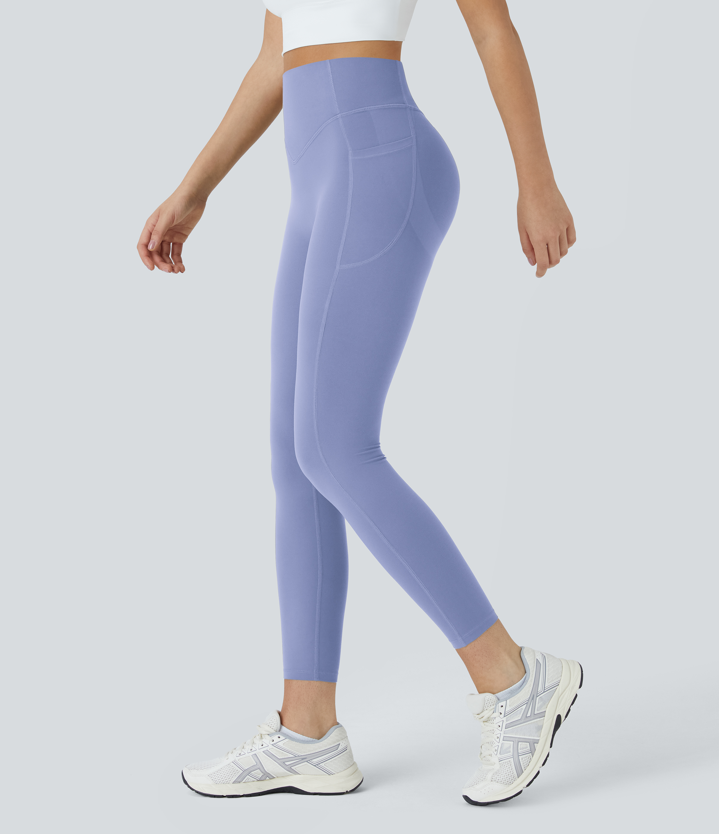 Halara SoCinched High Waisted Butt Lifting Tummy Control Side Pocket Shaping Training UltraSculpt Leggings  - Baby Lavender - S(7/8) 