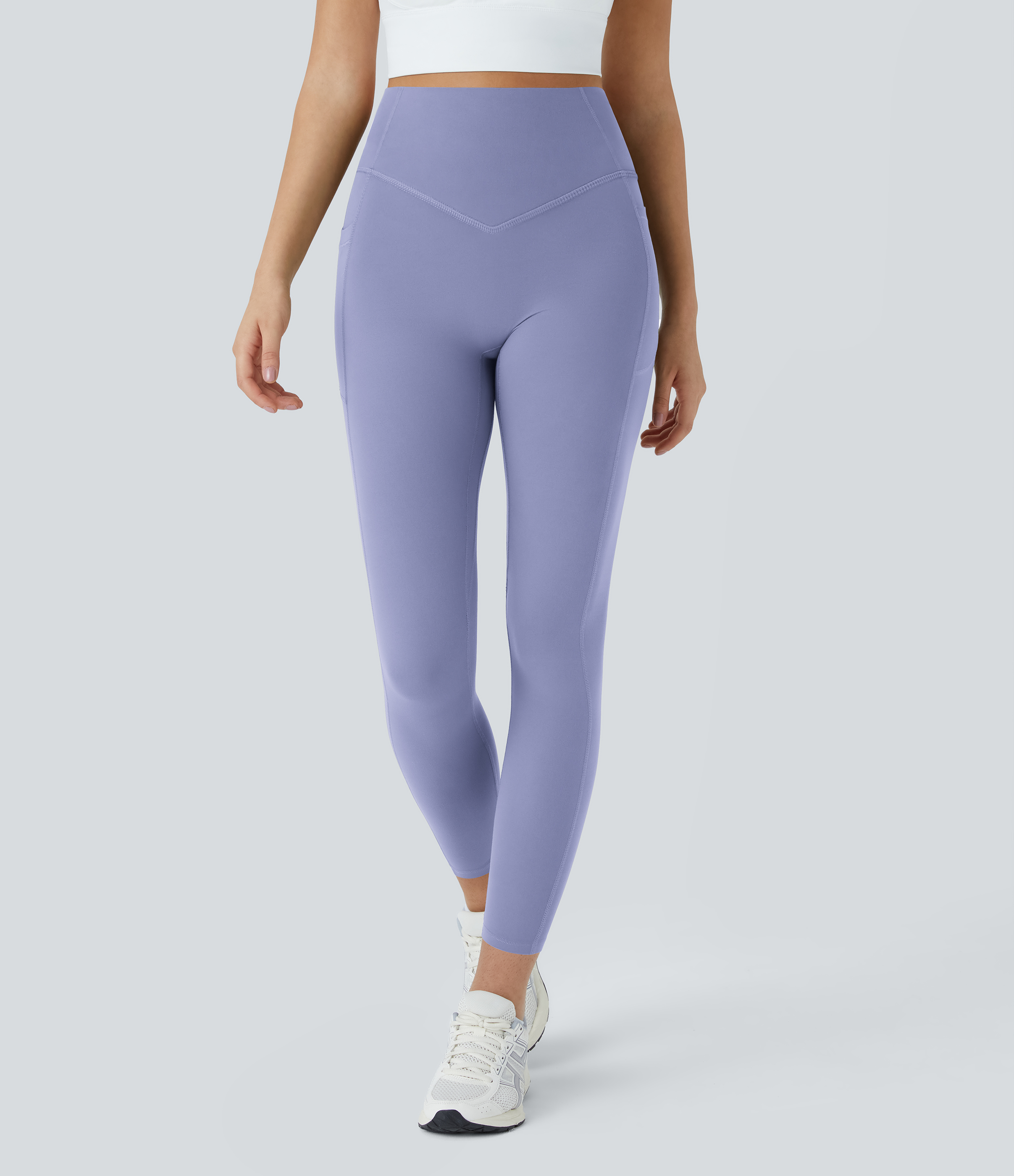 Halara SoCinched High Waisted Butt Lifting Tummy Control Side Pocket Shaping Training UltraSculpt Leggings  - Baby Lavender - S(7/8) 