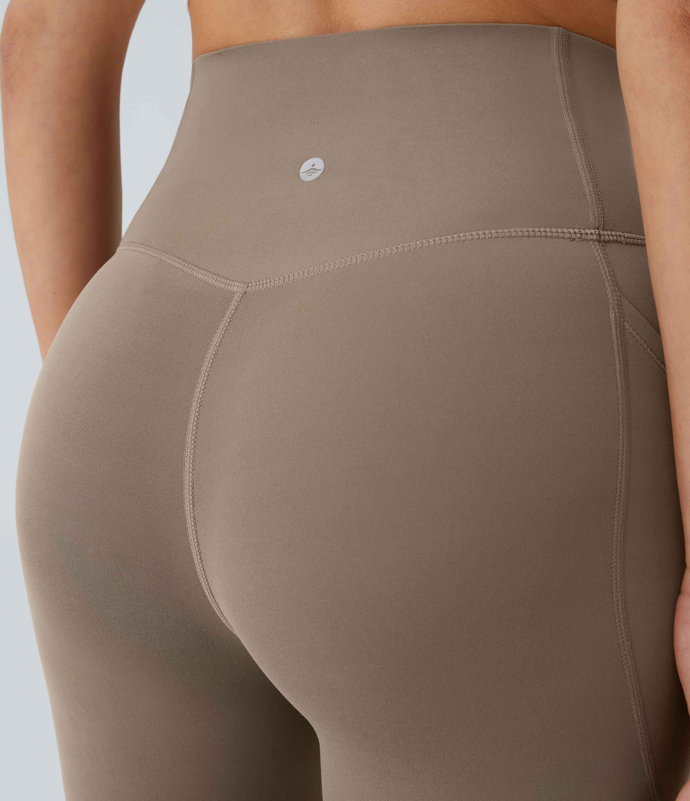 Halara High Waisted Side Pocket Shaping Training Capri Leggings  - Dawn Brown - M gym leggings leggings with pockets leggings with butt lift 