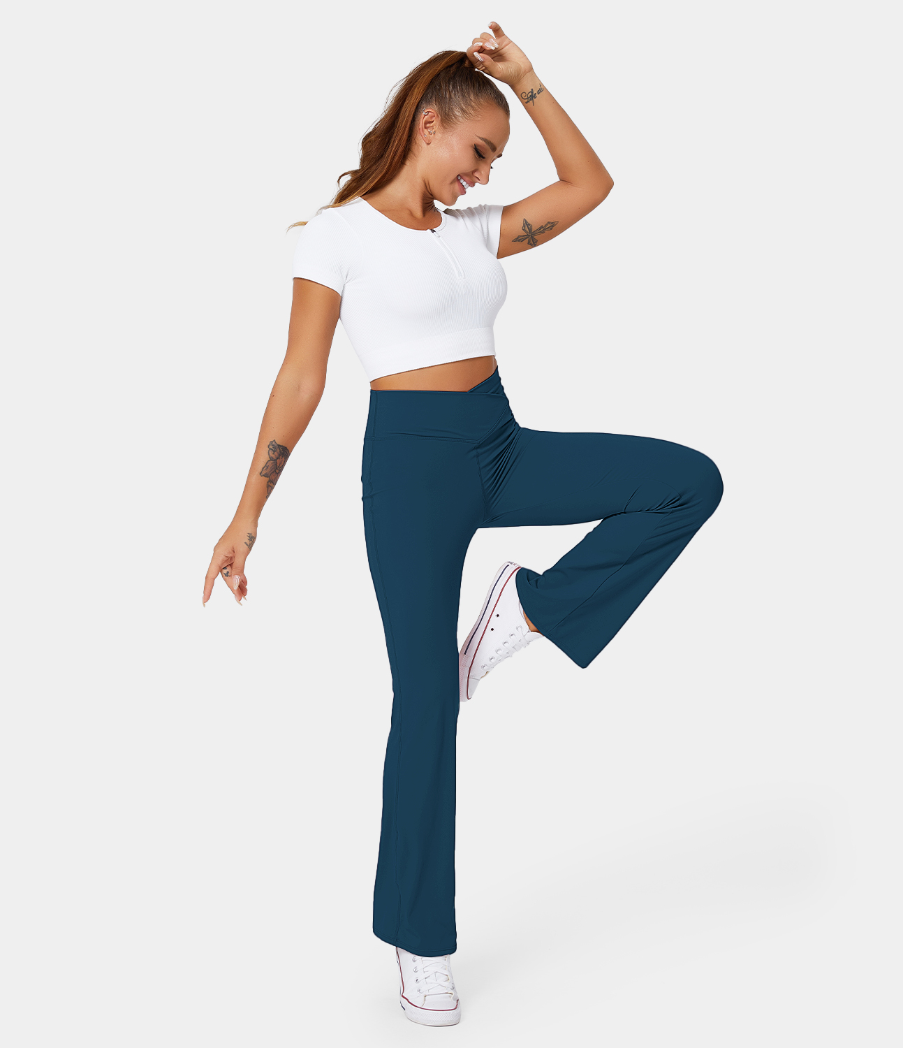 Women's Cloudful® Air High Waisted Crossover Flare Yoga Leggings HALARA