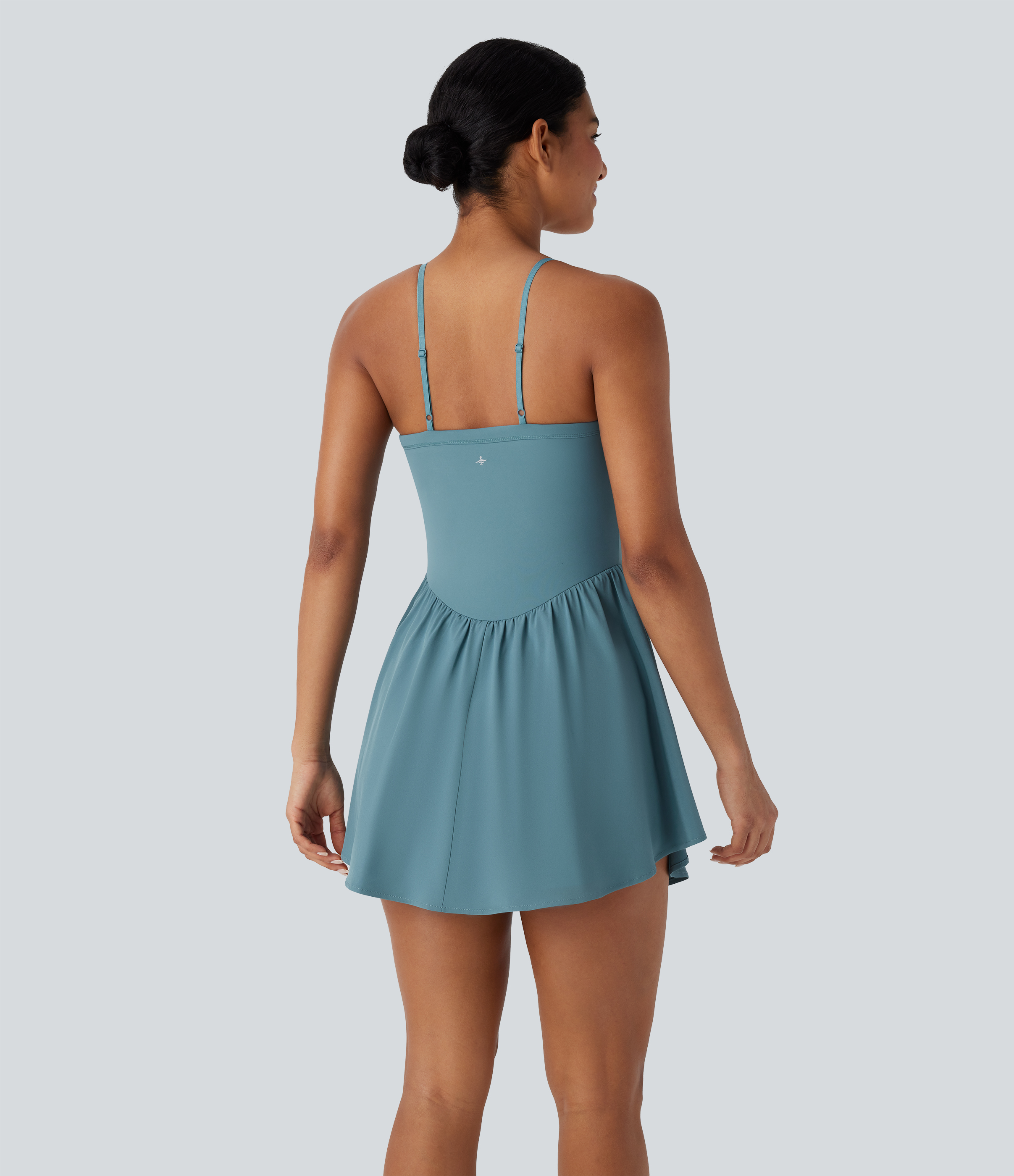 Halara Breezefulв„ў Adjustable Strap 2-in-1 Side Pocket Mini Flowy Quick Dry Dance Active Slip Dress Workout Dress - Mineral Blue - XL 