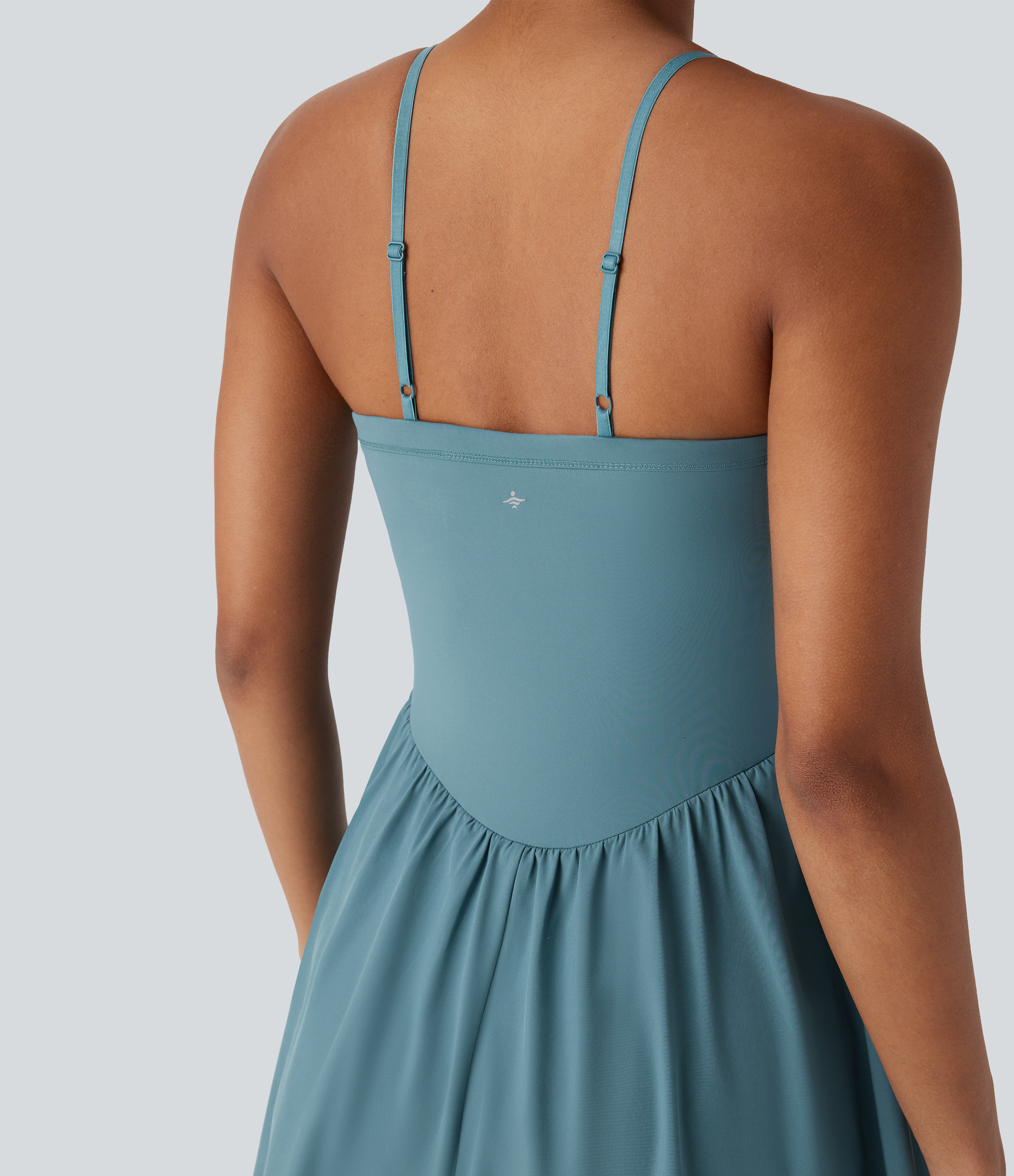 Halara Breezefulв„ў Adjustable Strap 2-in-1 Side Pocket Mini Flowy Quick Dry Dance Active Slip Dress Workout Dress - Mineral Blue - XL 