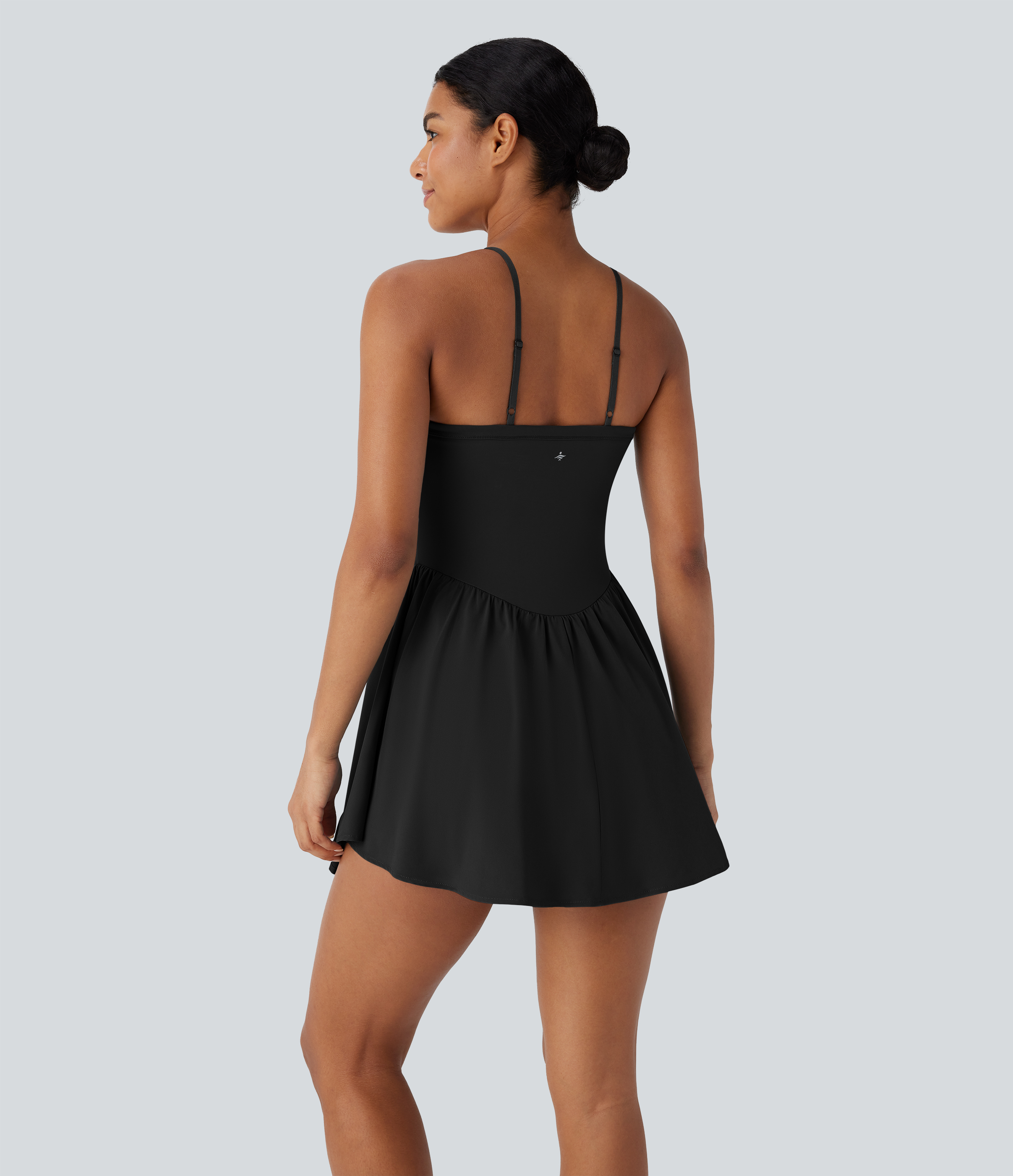 Halara Breezefulв„ў Adjustable Strap 2-in-1 Side Pocket Mini Flowy Quick Dry Dance Active Slip Dress Workout Dress - Black - M 