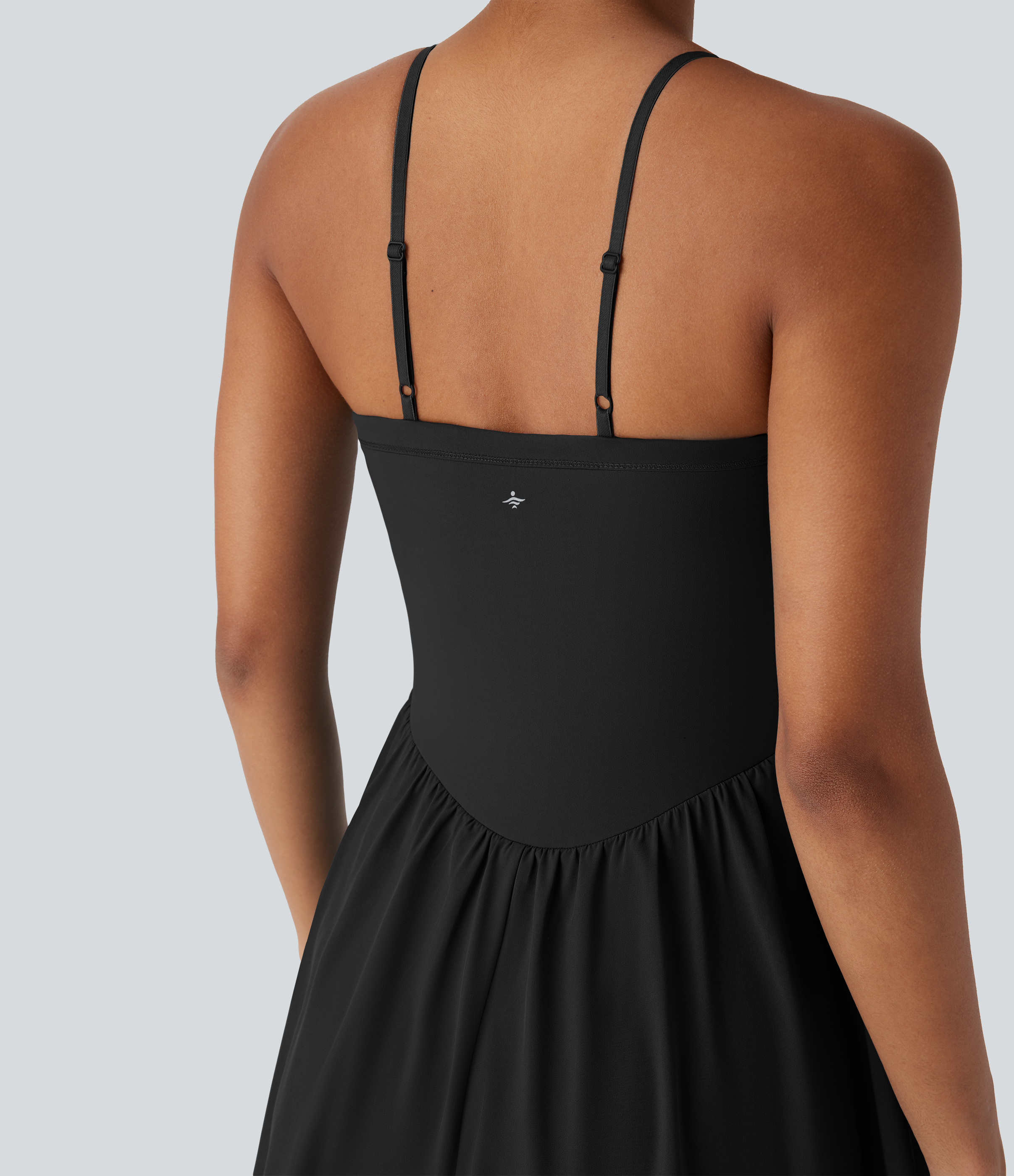 Halara Breezefulв„ў Adjustable Strap 2-in-1 Side Pocket Mini Flowy Quick Dry Dance Active Slip Dress Workout Dress - Black - M 