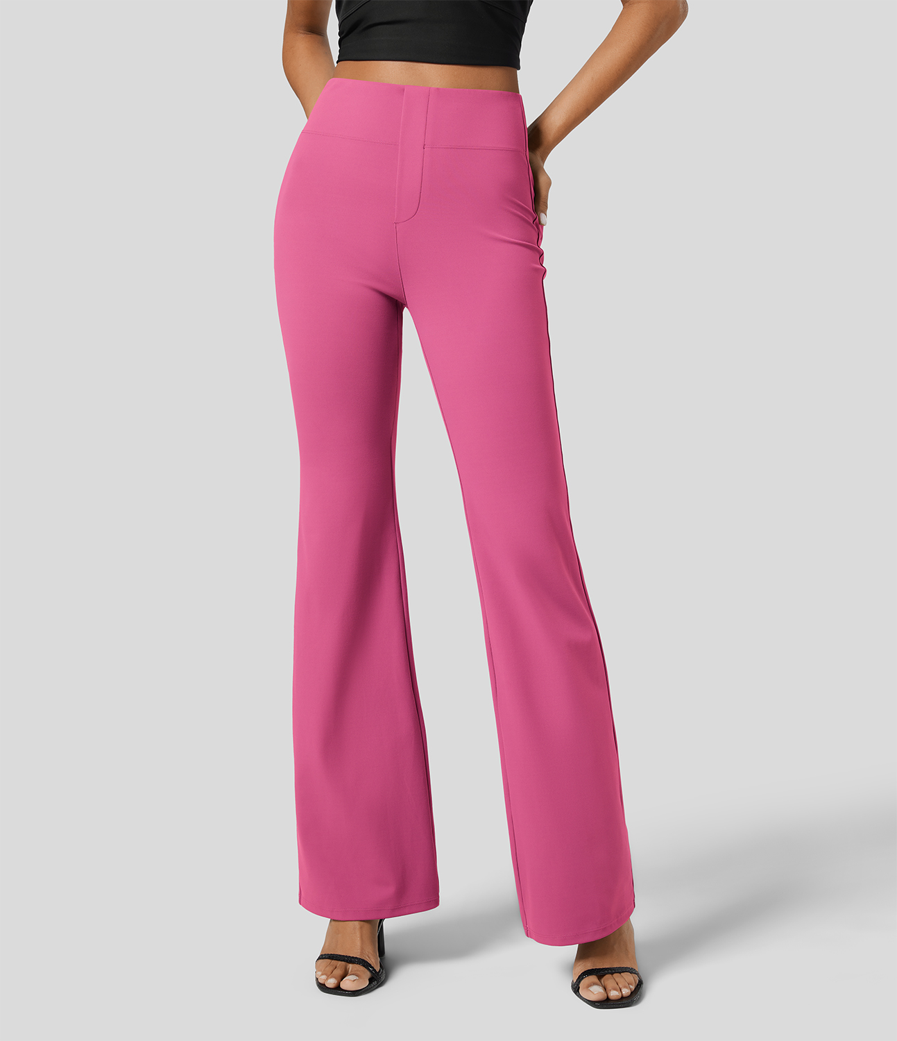 Halara Halara Flexв„ў High Waisted Back Side Pocket Slight Flare Work Pants  - Raspberry Rose - M(regular) sweatpants jogger pants 