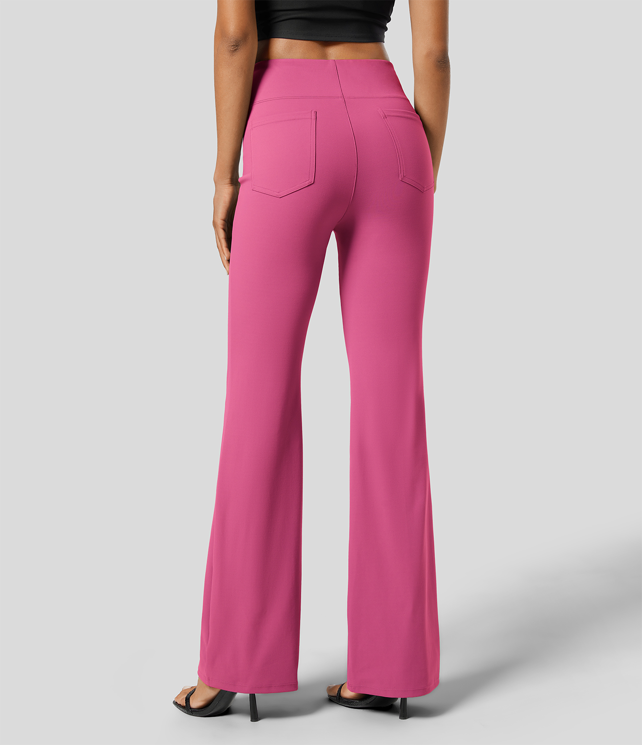 Halara Halara Flexв„ў High Waisted Back Side Pocket Slight Flare Work Pants  - Raspberry Rose - M(regular) sweatpants jogger pants 